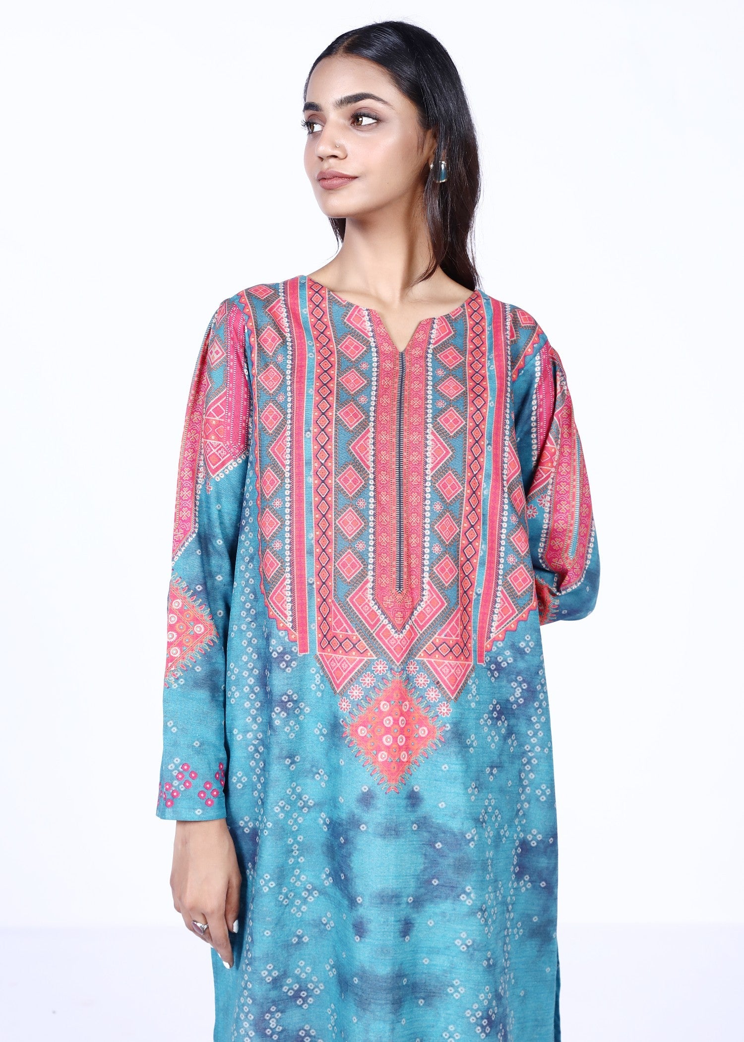 khaddar Kurti in Blue lagoon