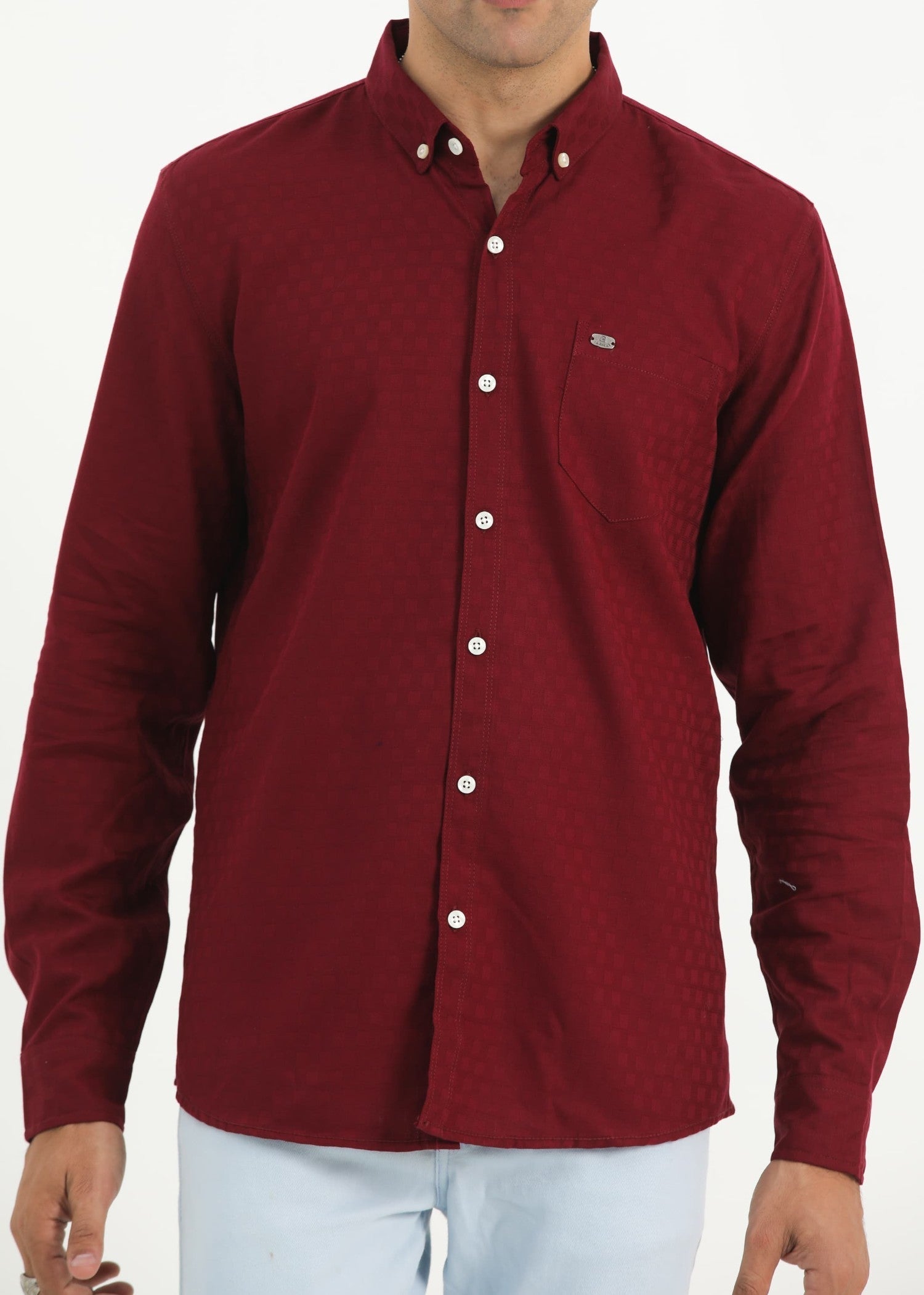 wash & wear Casual Shirt in Maroon