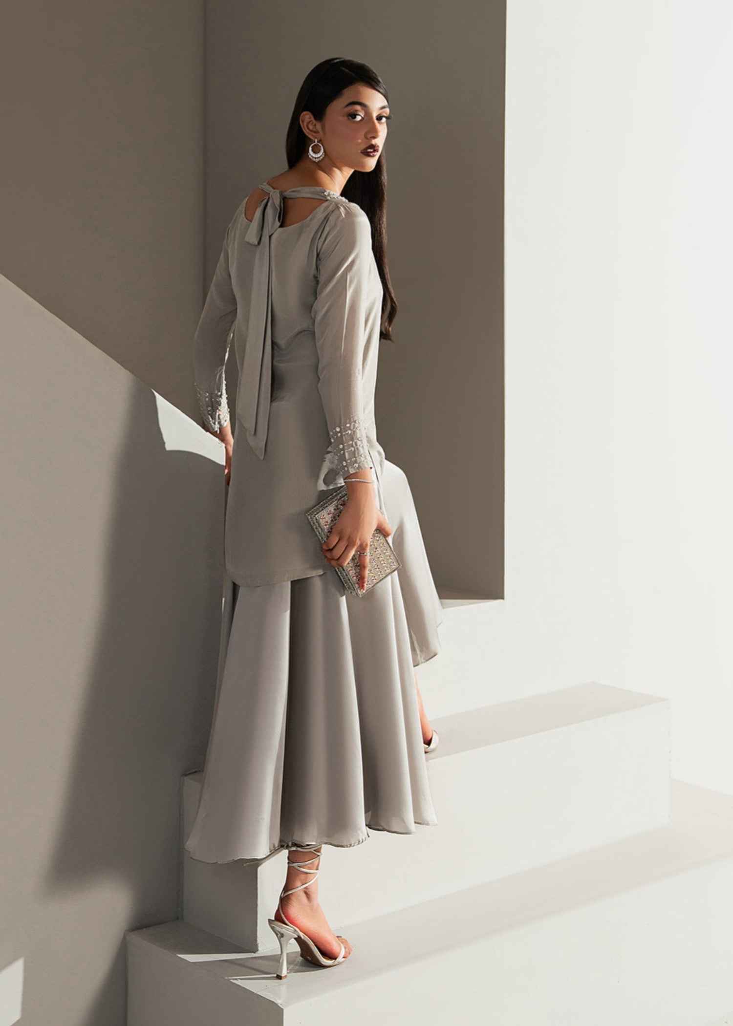 silk Kurti in Grey