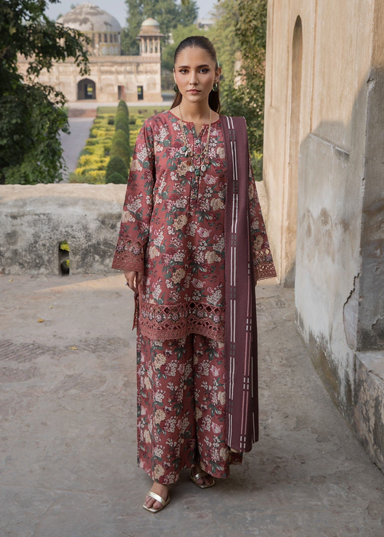 khaddar Kurta Set in Brown