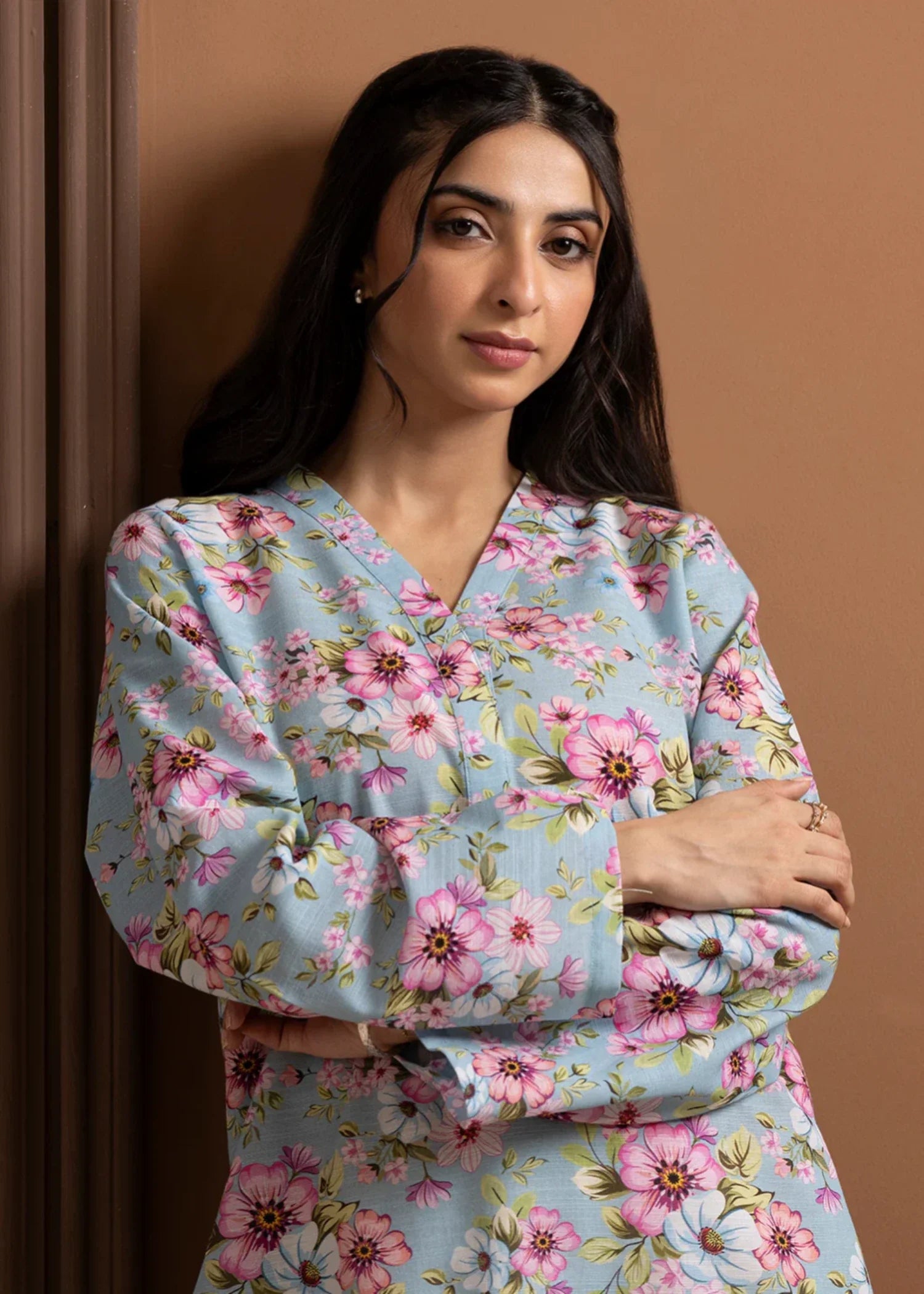 khaddar Kurti in Light blue