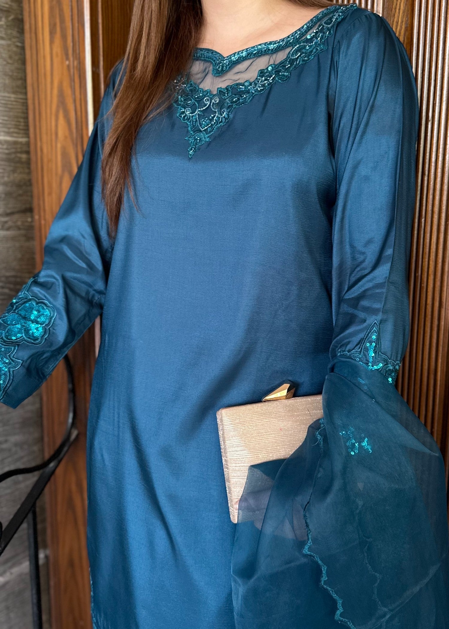 kattan silk Kurta Set in Sapphire blue
