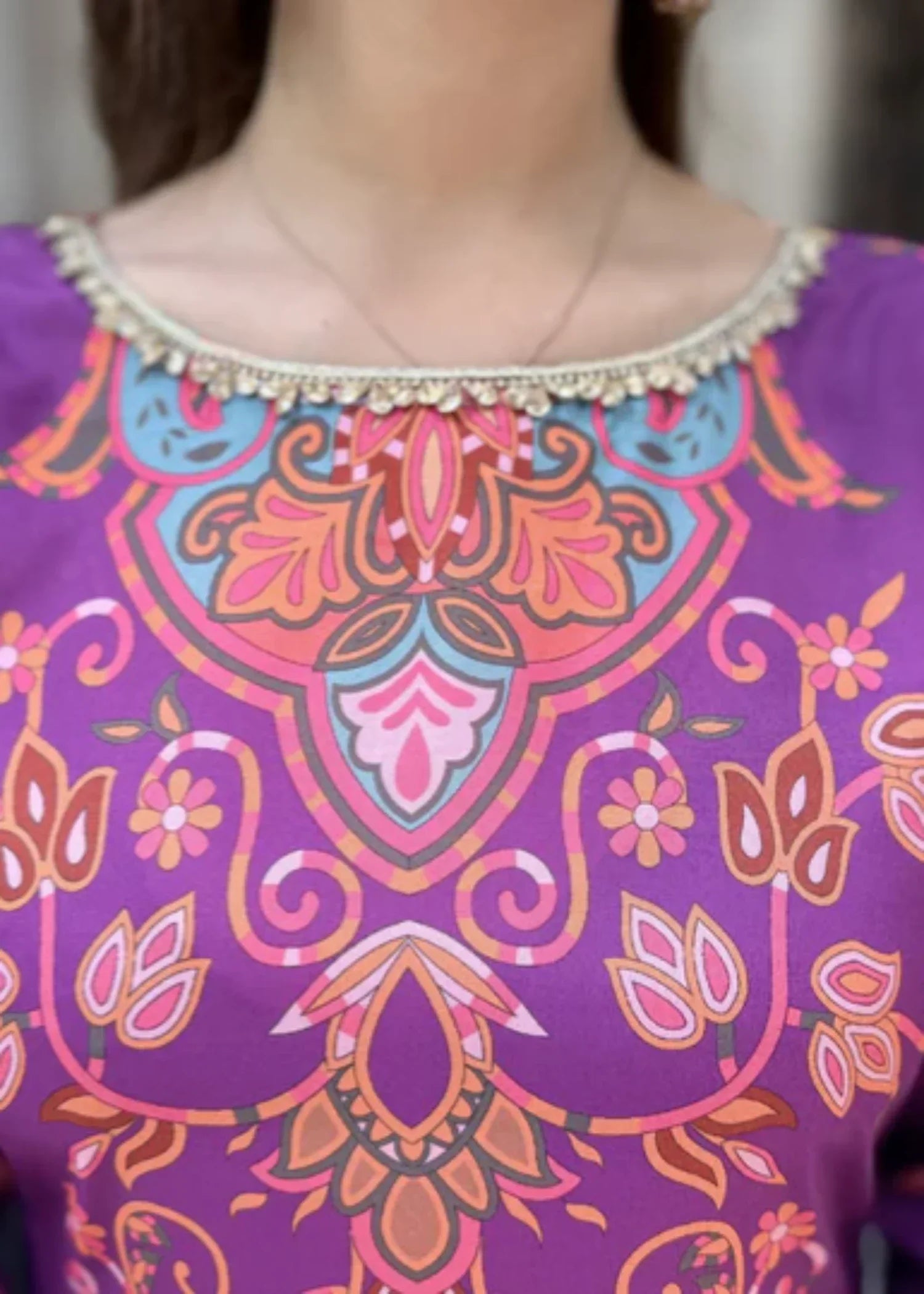 silk crepe Kaftan in Violet