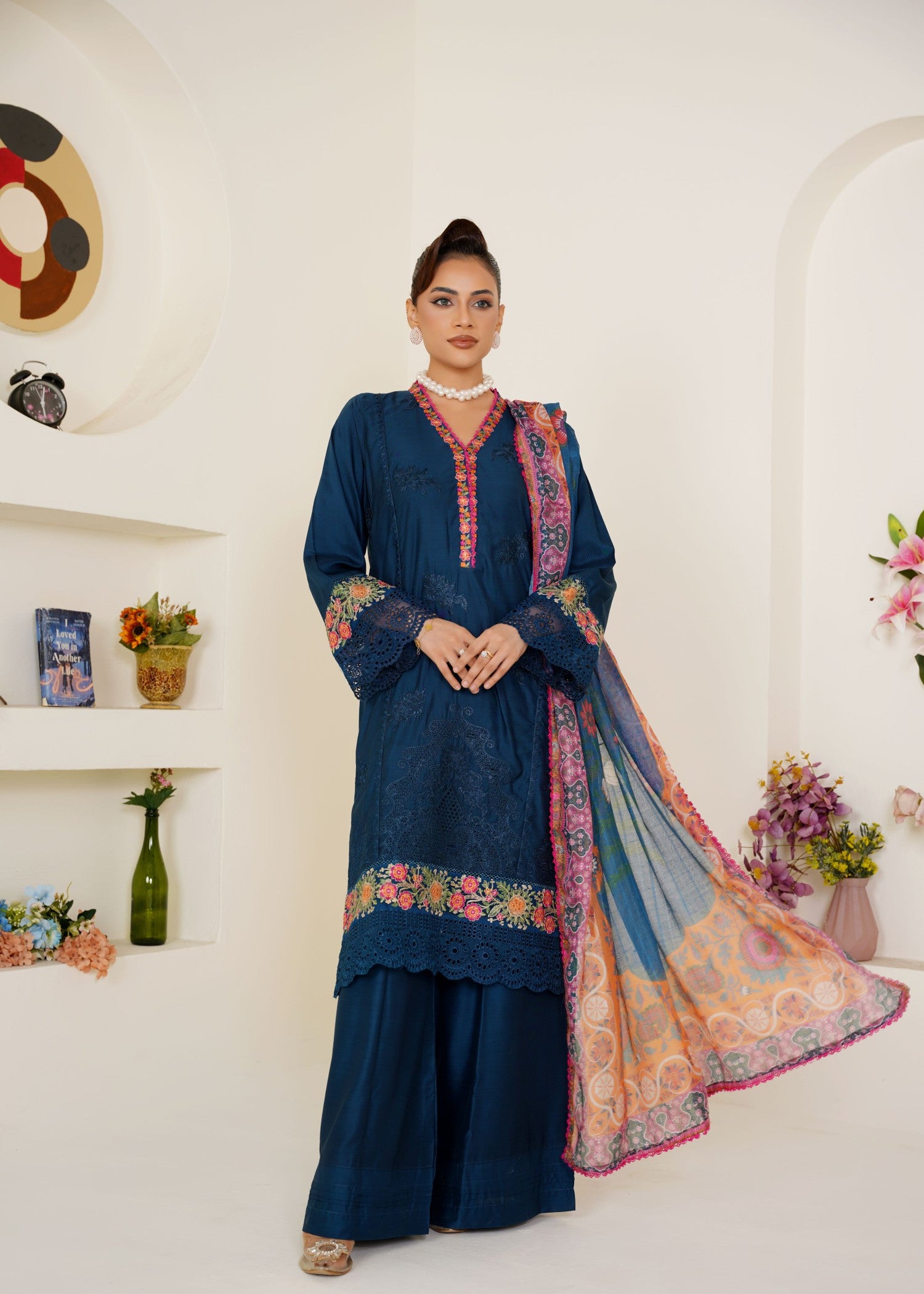 viscose Kurta Set in Midnight blue