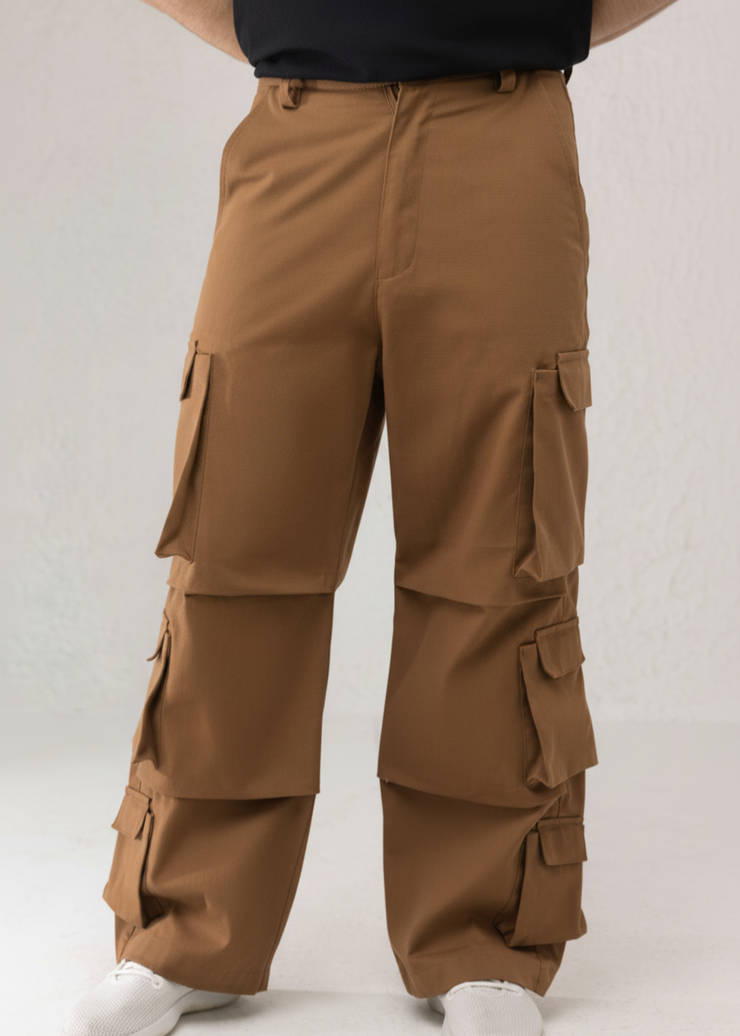 twill cotton Pants in Camel brown