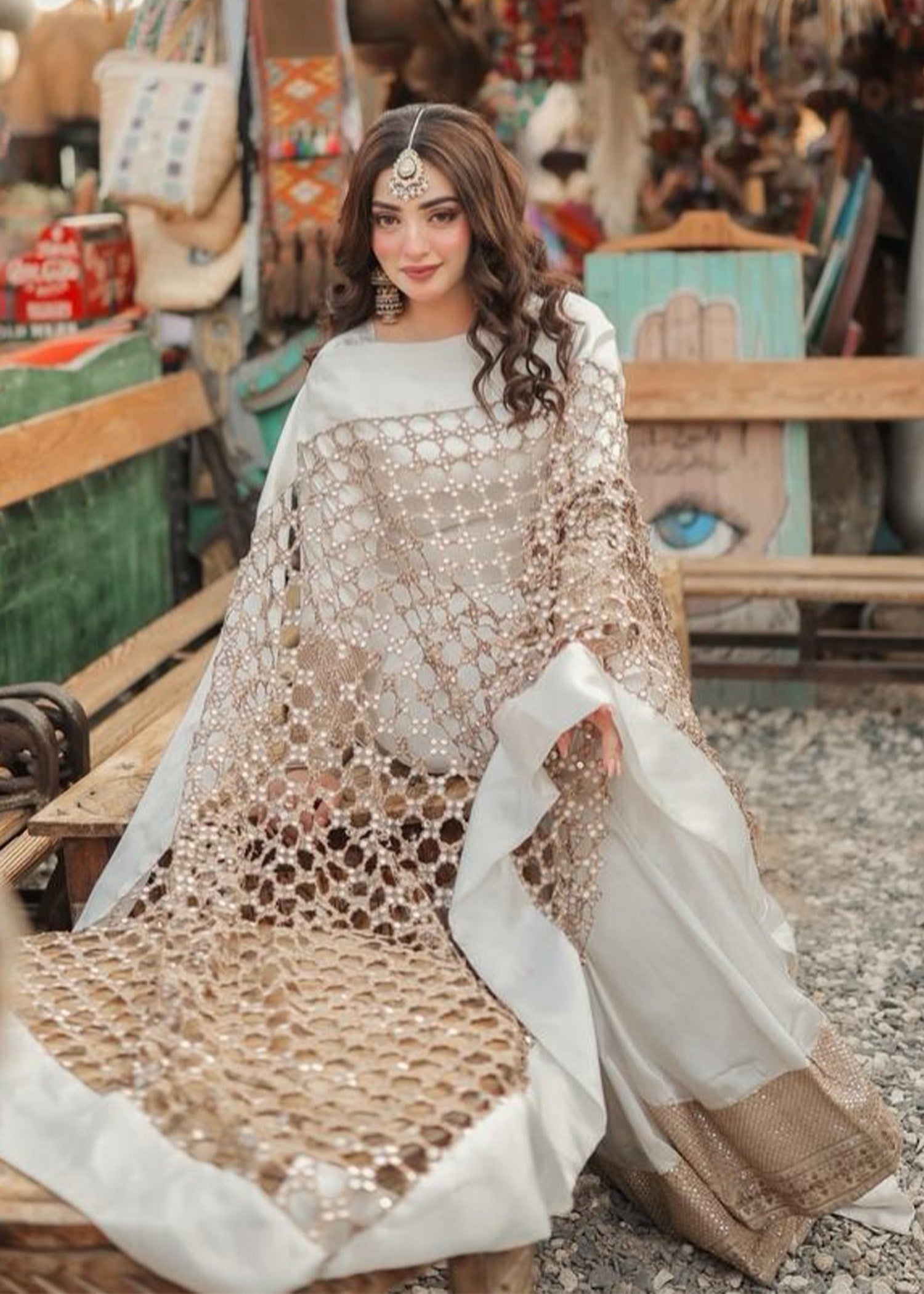 silk charmeuse Sharara in Ivory