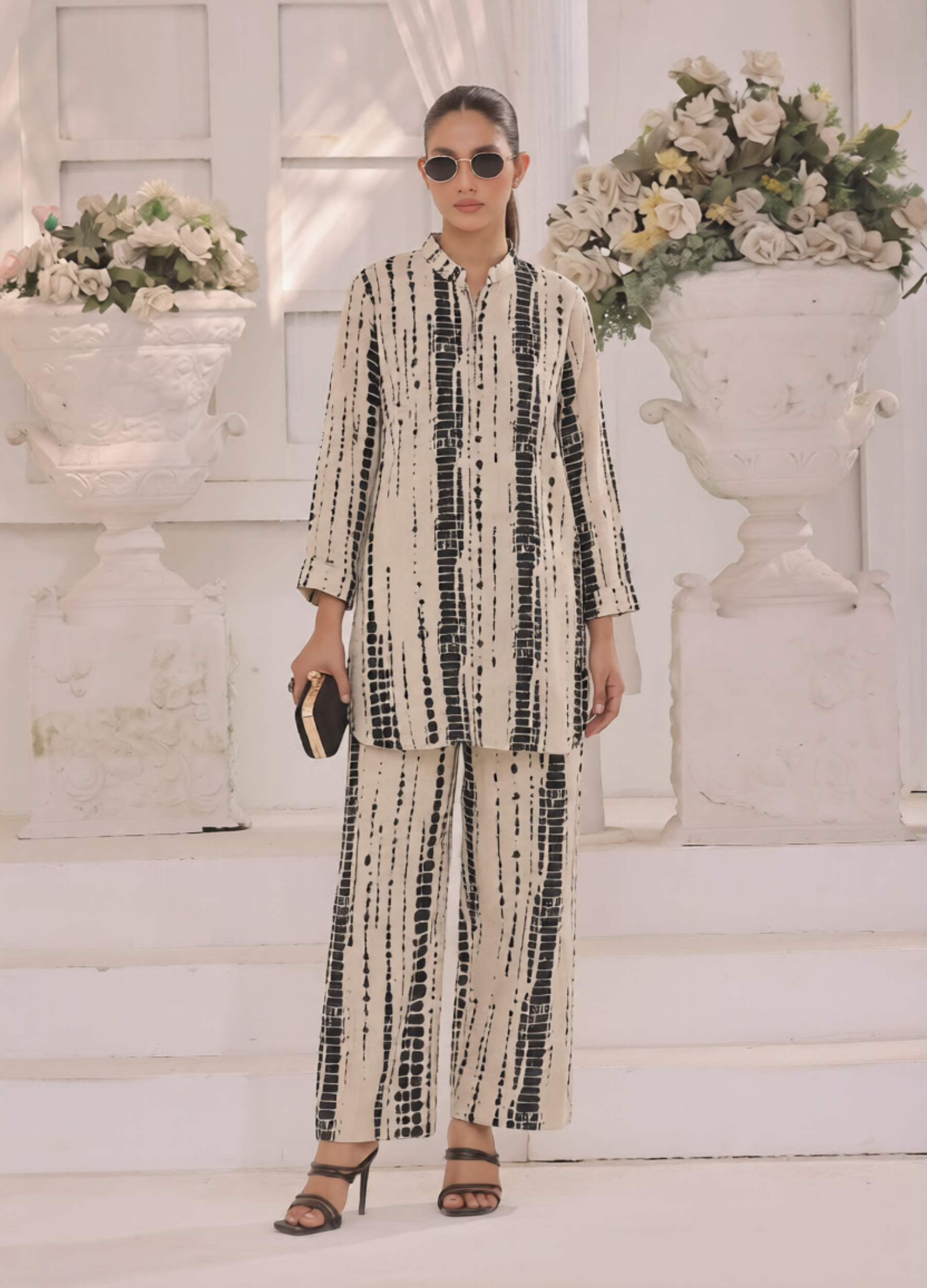 poly grip silk Co Ord Sets in Off-white
