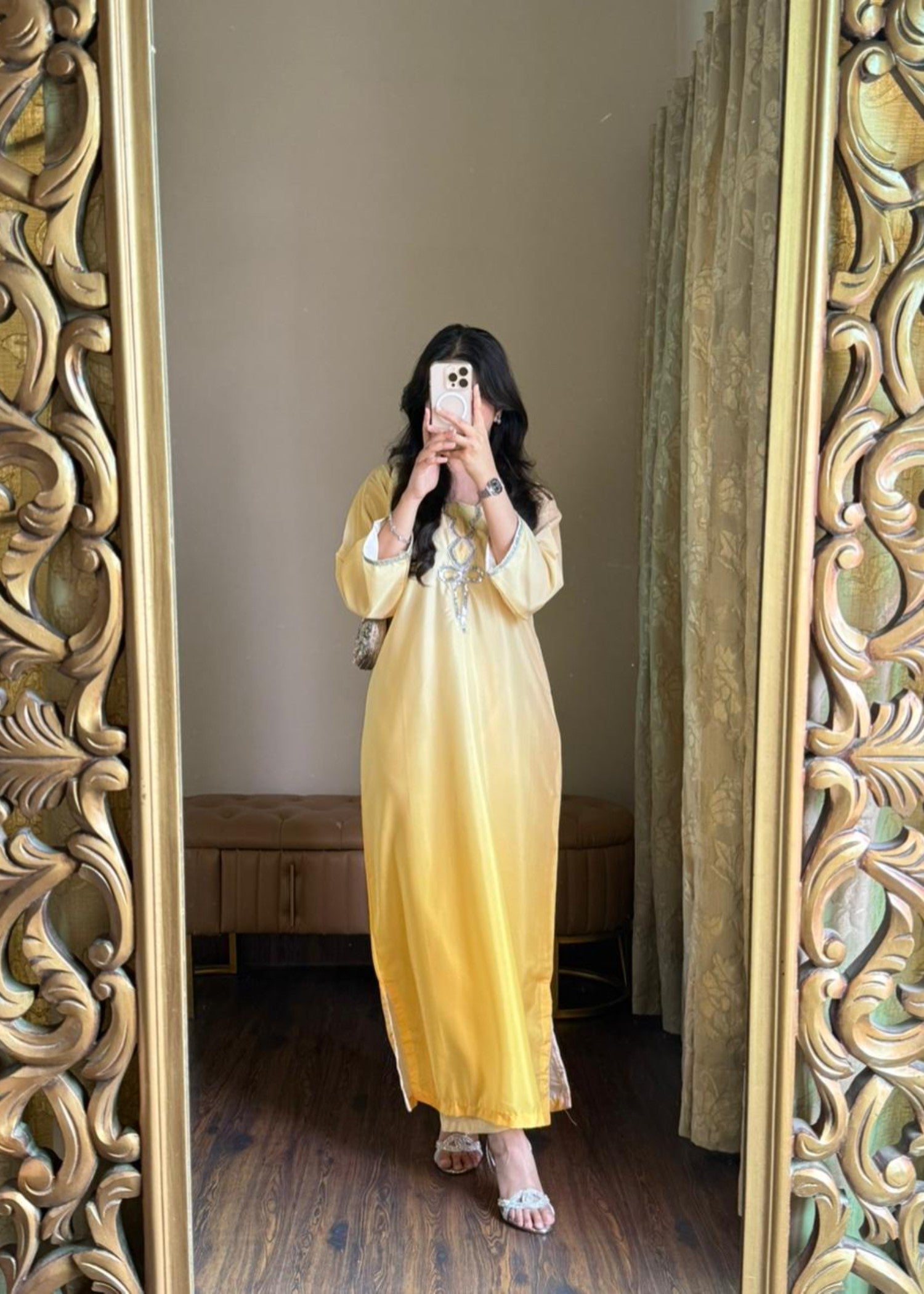 silk grip Kurta Set in Yellow