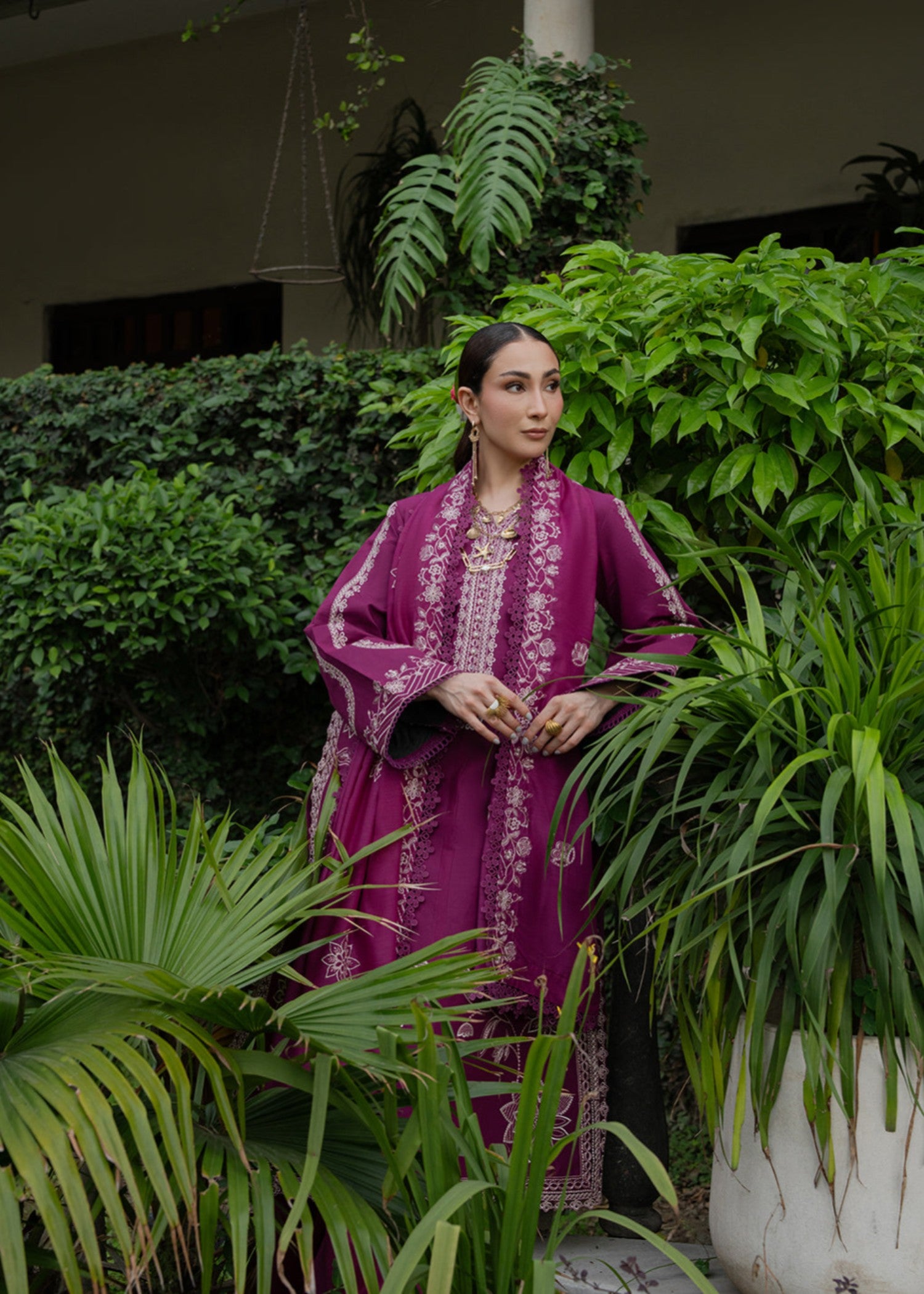 lawn Unstitched in Fuchsia pink