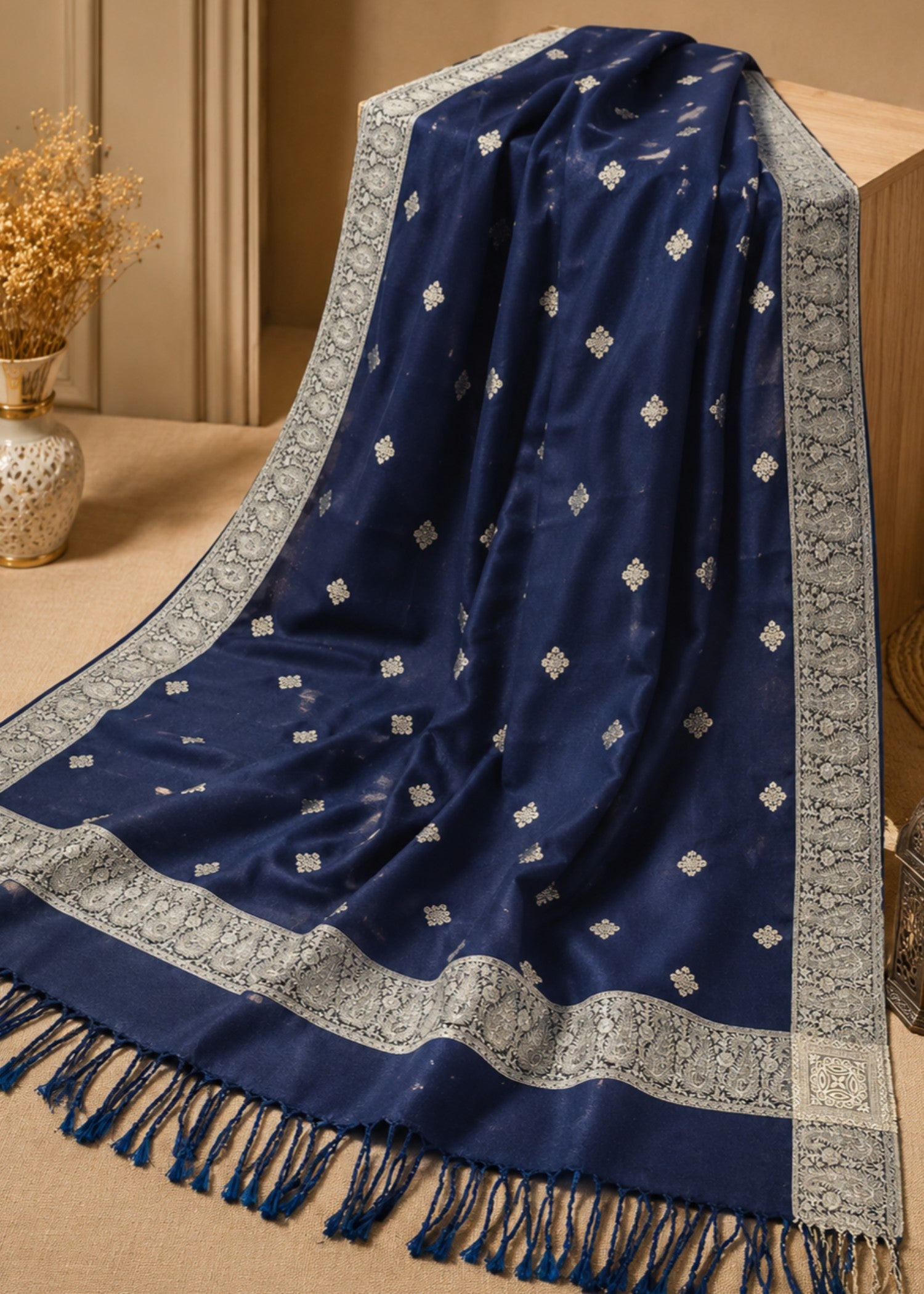 Shawl in Dark blue Color by - Trendy Women Shawl ZDH4055