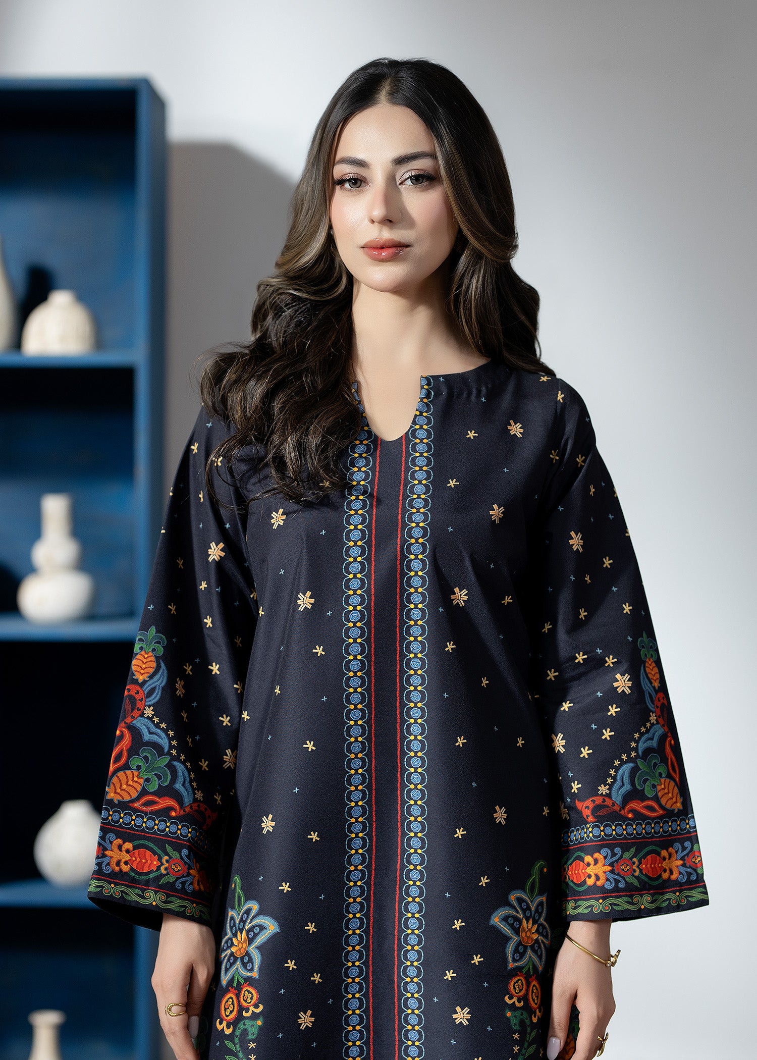 silk finish lawn Co Ord Sets in Black