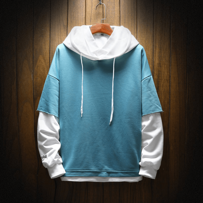 Men'S Sweater Japanese Retro Hip-Hop Fake Two-Piece Suit