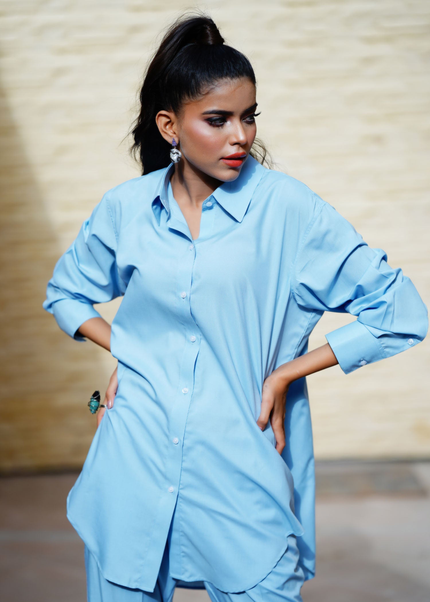 viscose Kurti in Sky blue