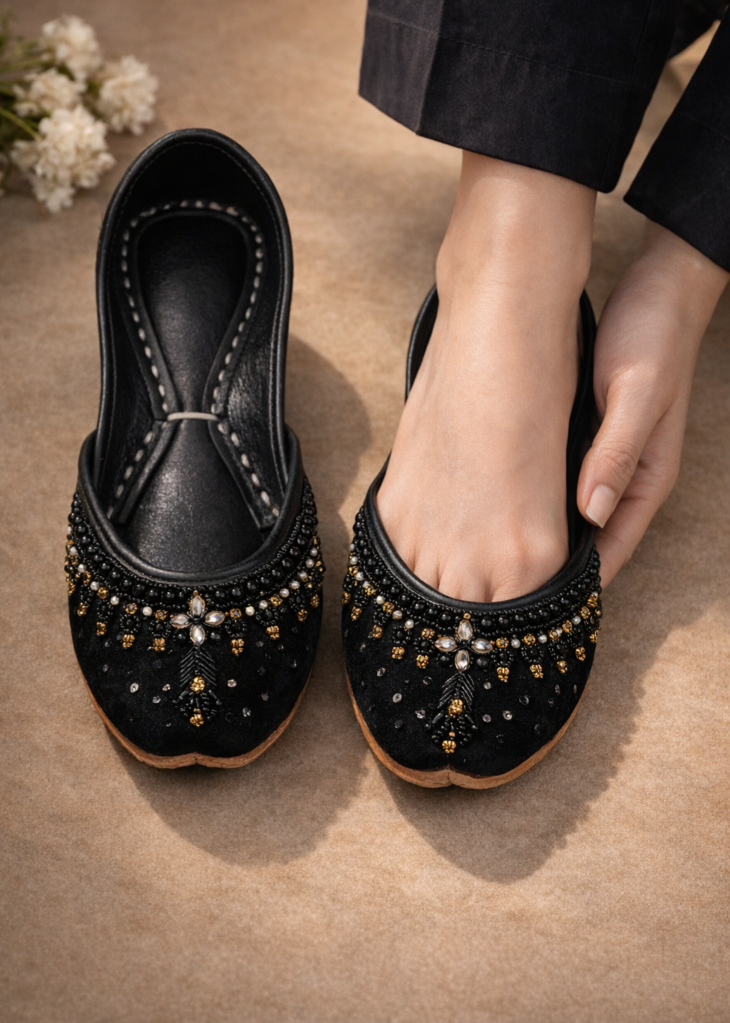 Khussa in Black by - High Quality Women Khussa MIJ5666