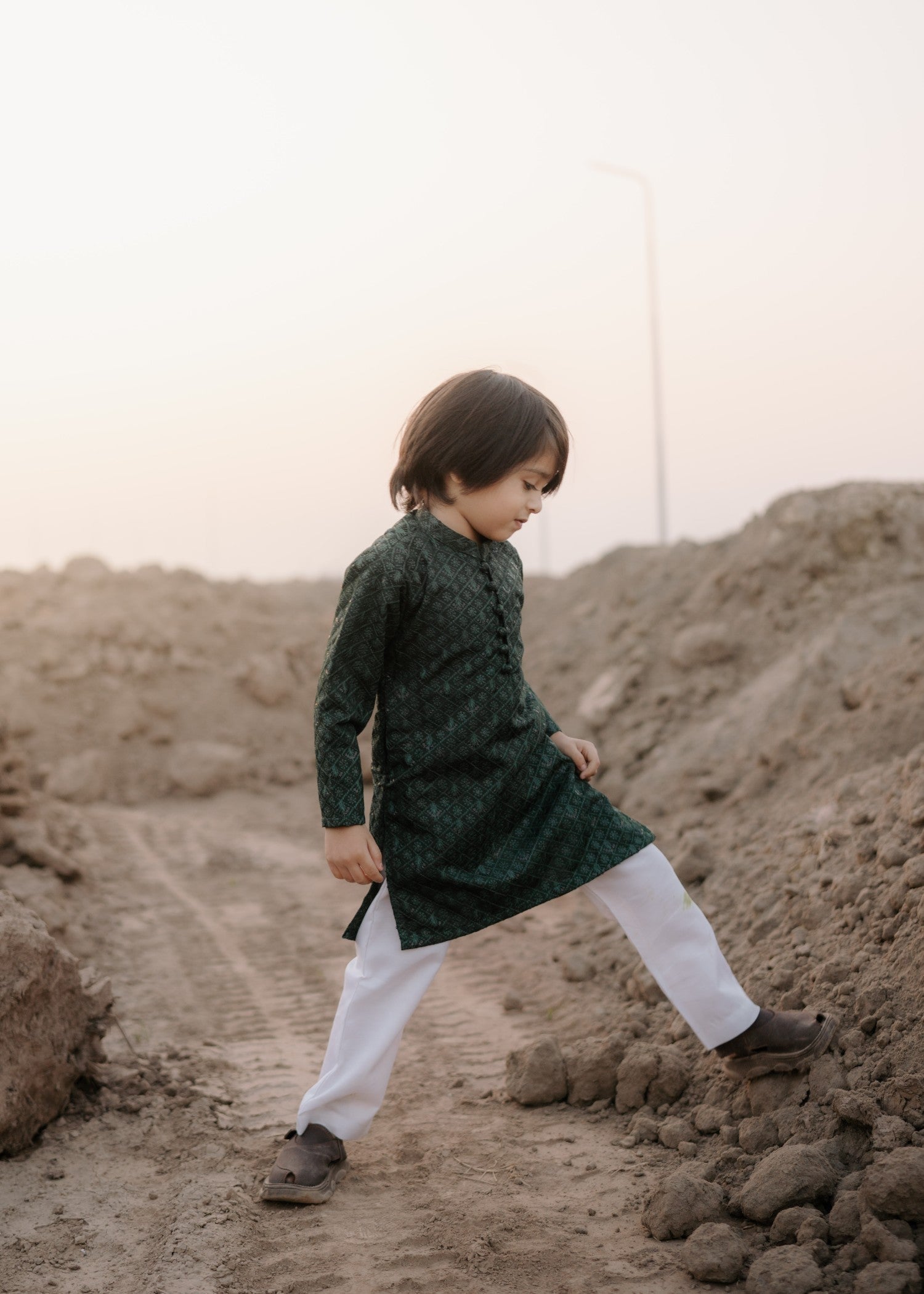 masuri Kurta in Bottle green