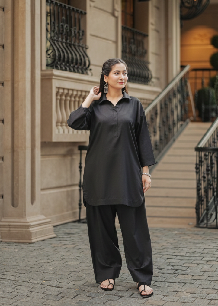 wash & wear Co Ord Sets in Black