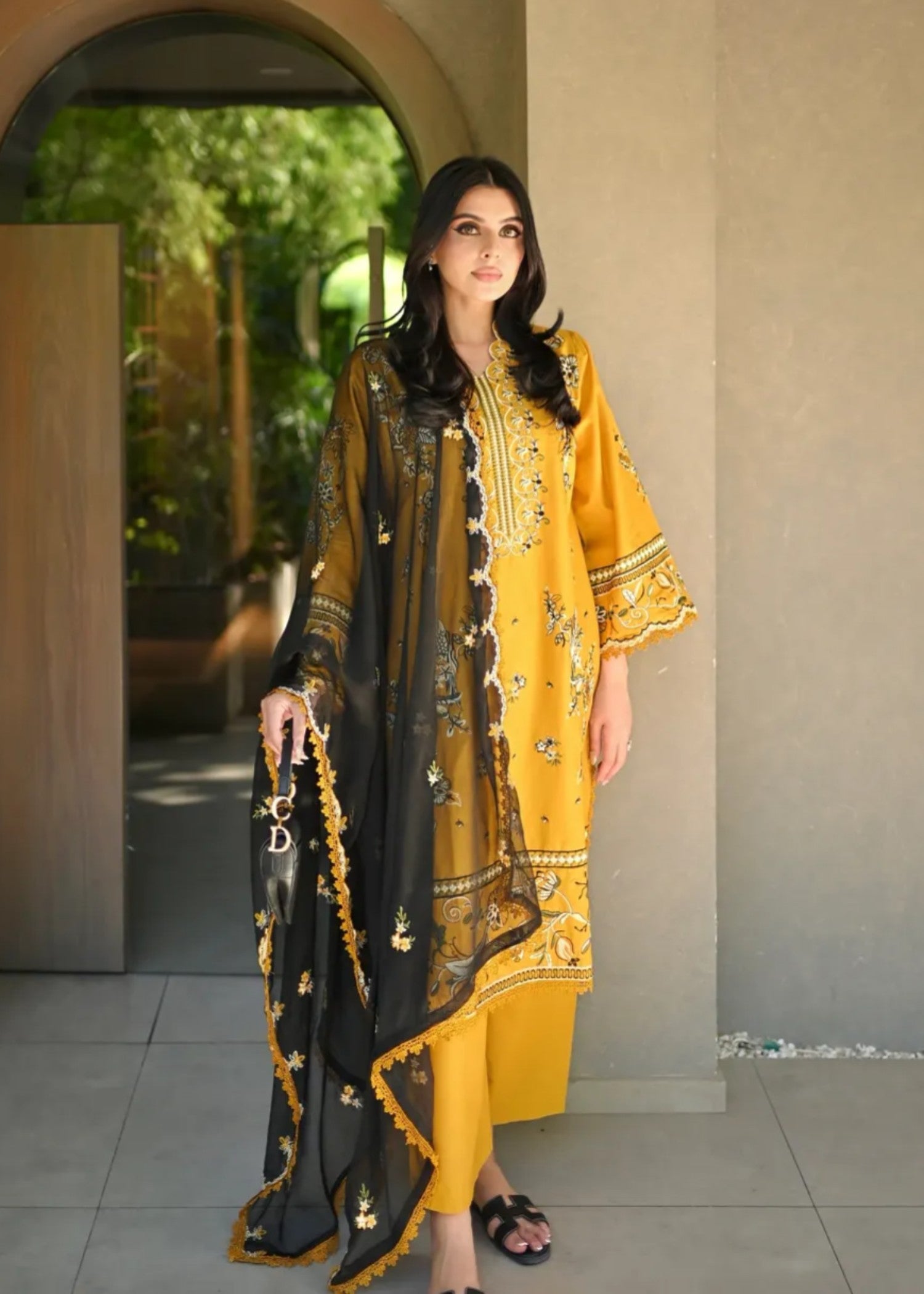 lawn cotton Kurta Set in Sunflower