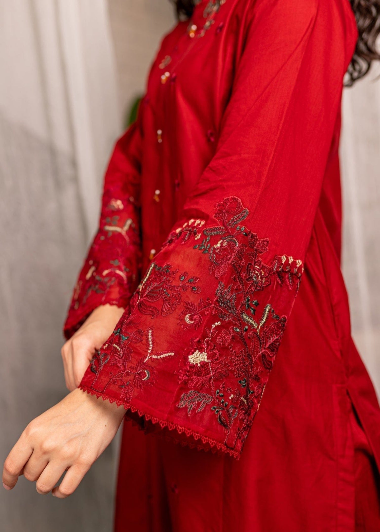 cotton viscose Kurta Set in Red