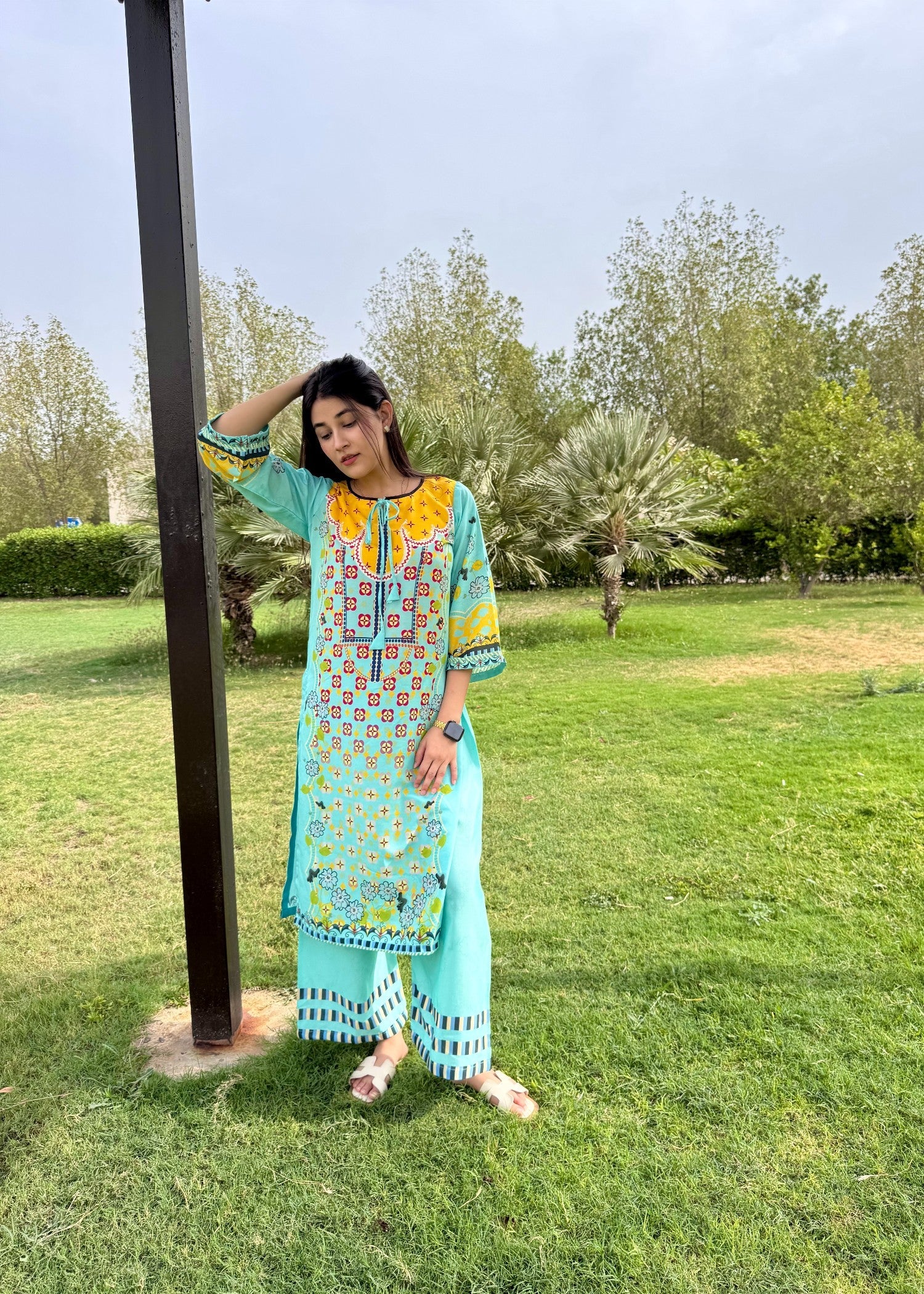 poly lawn Co Ord Sets in Aquamarine