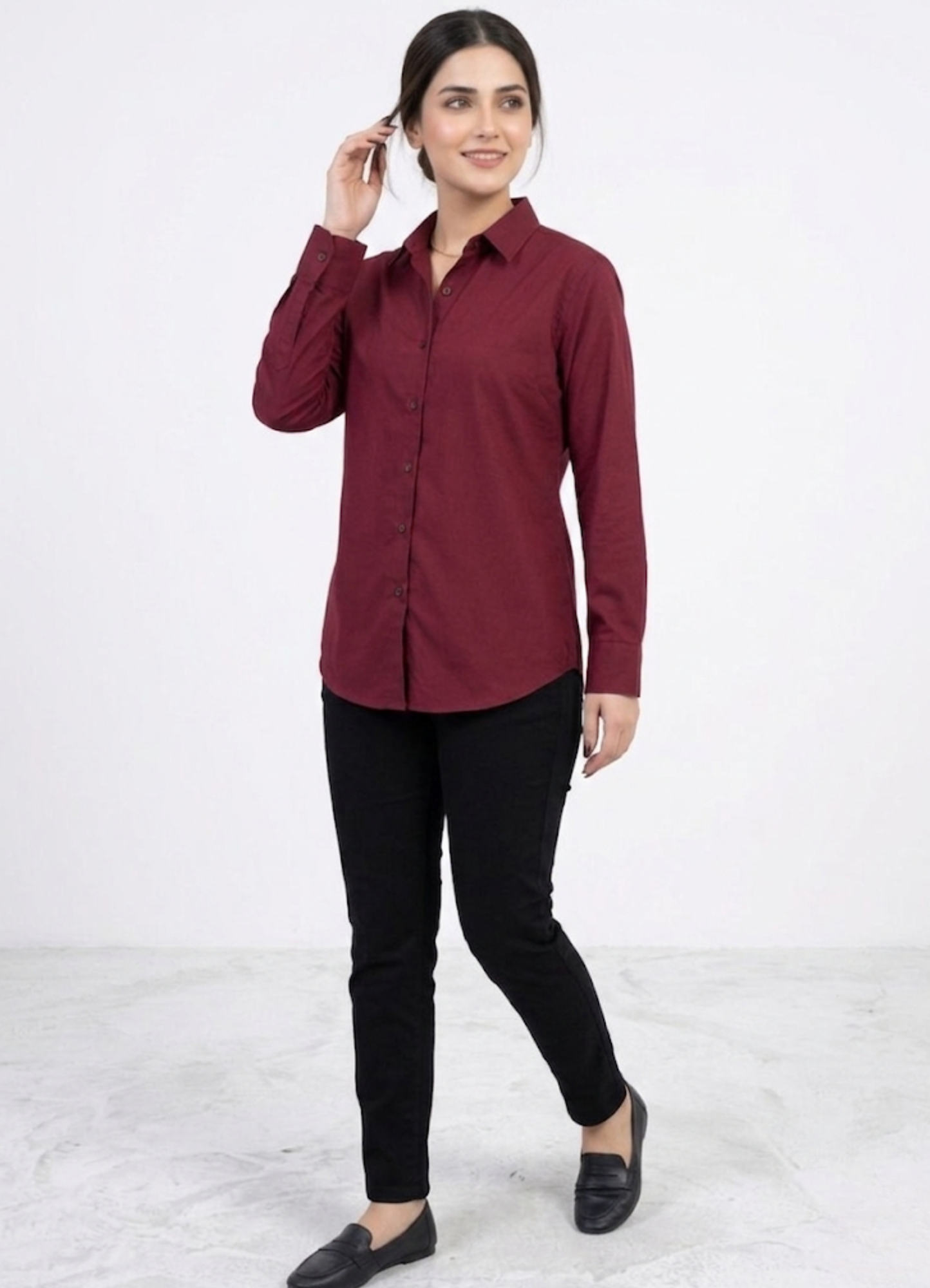 cotton silk Top in Maroon