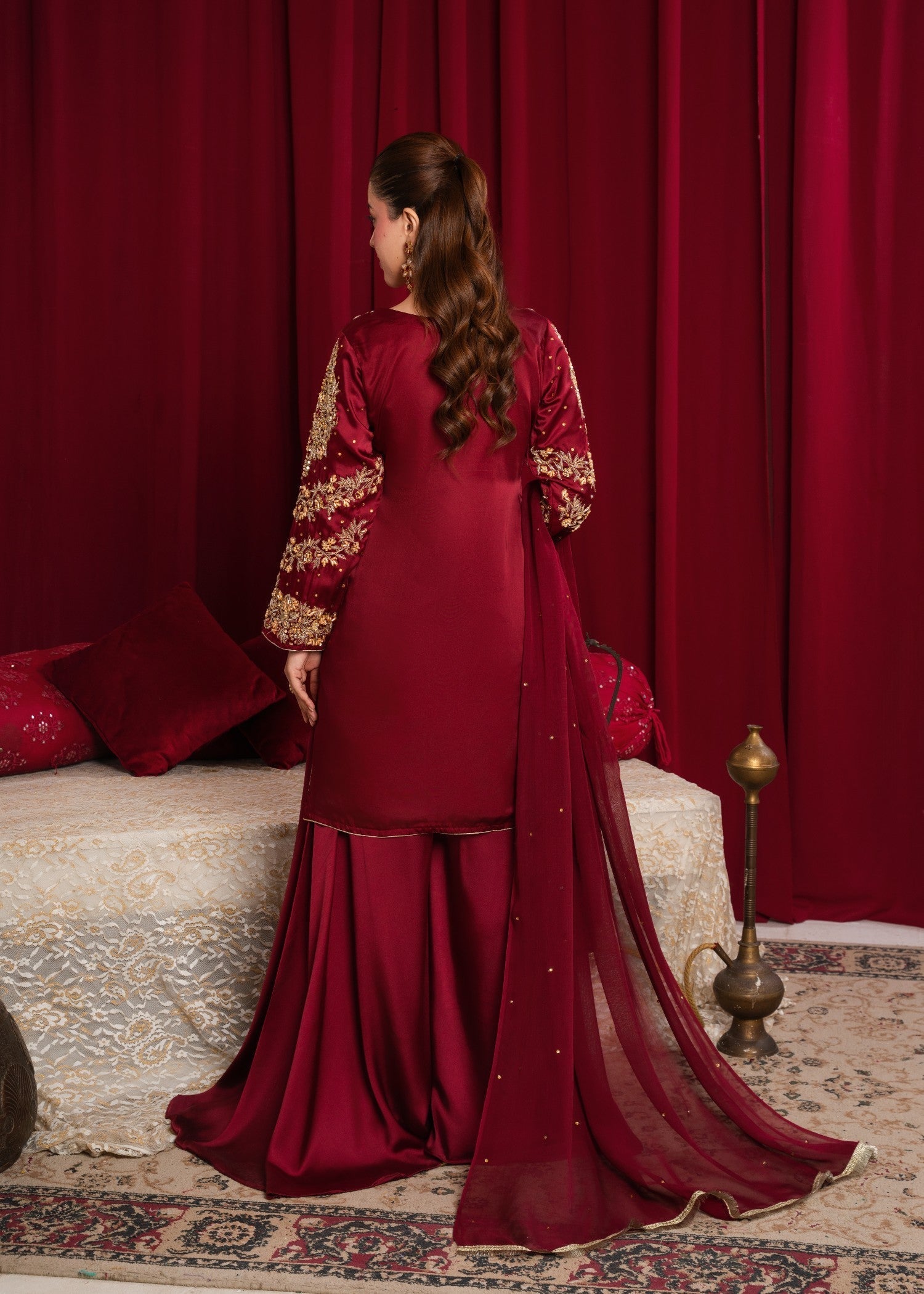 charmuse/shamooz Sharara in Maroon