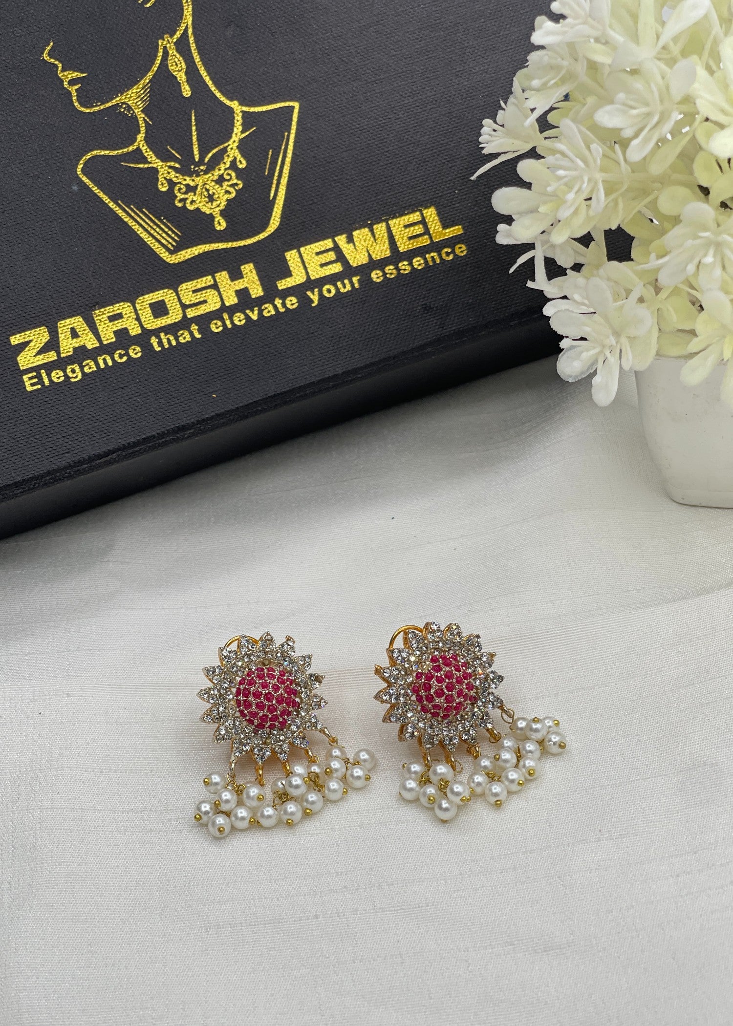 Earrings in Ruby red Color by - Trendy Women Earrings GQT6418