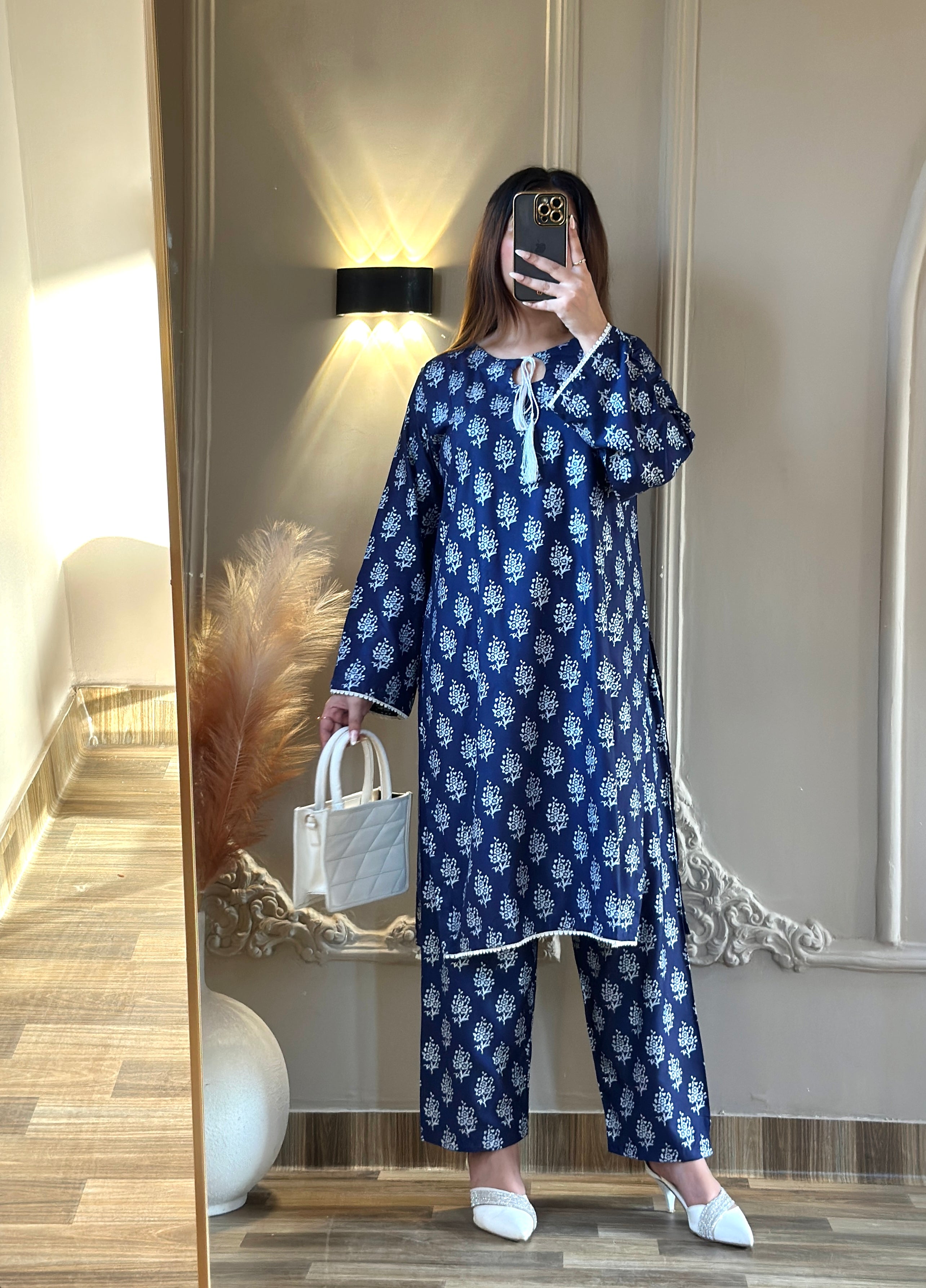 arabic lawn Co Ord Sets in Navy blue