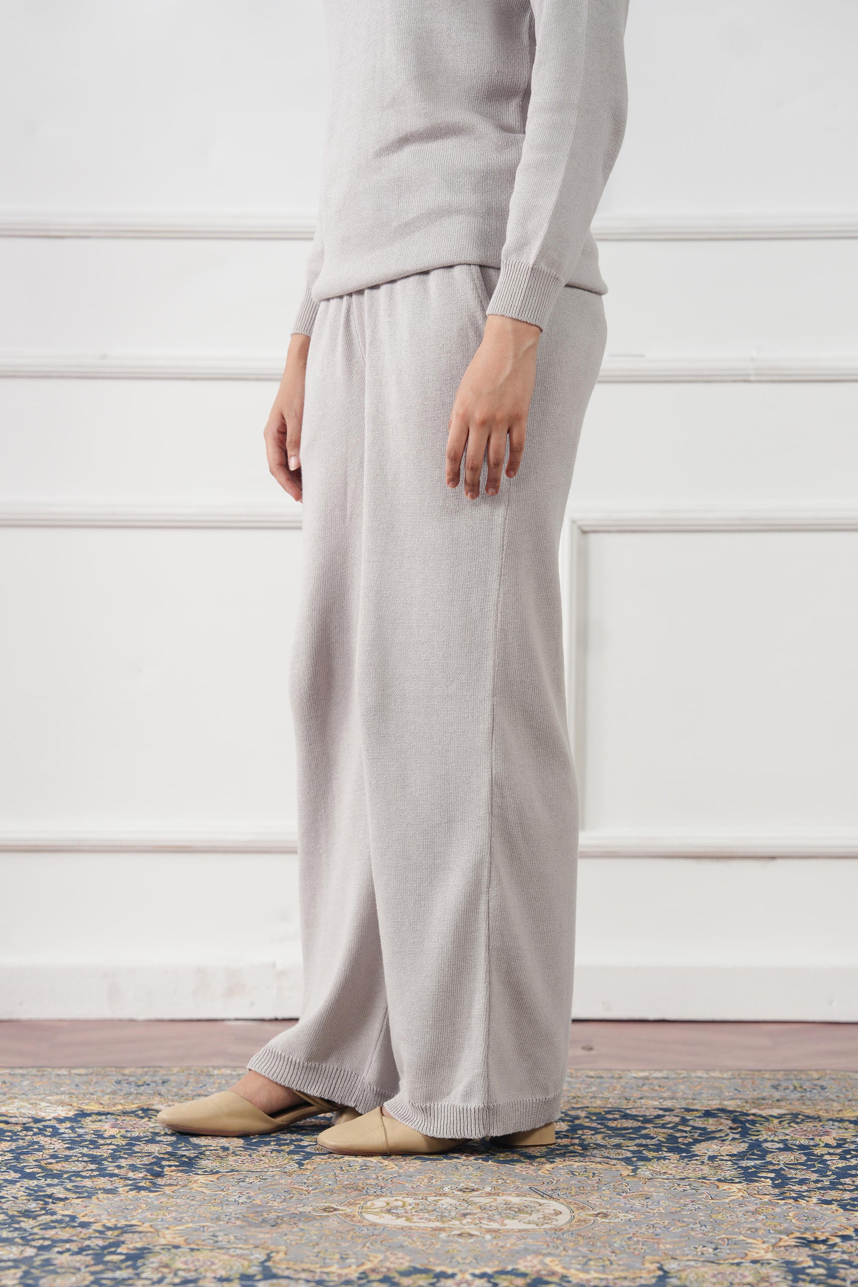 pure cotton Trousers in Light grey