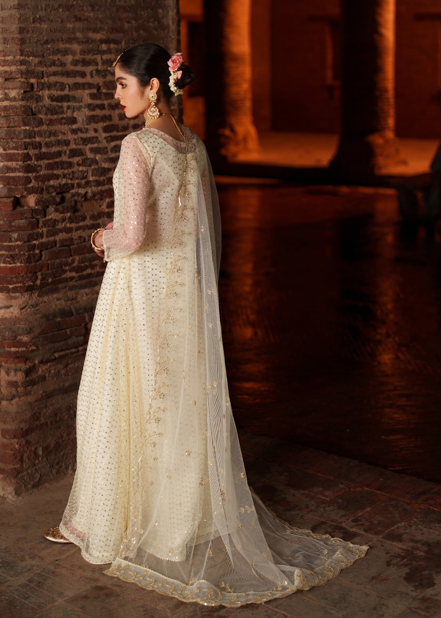 crinkle chiffon Maxi in Ivory