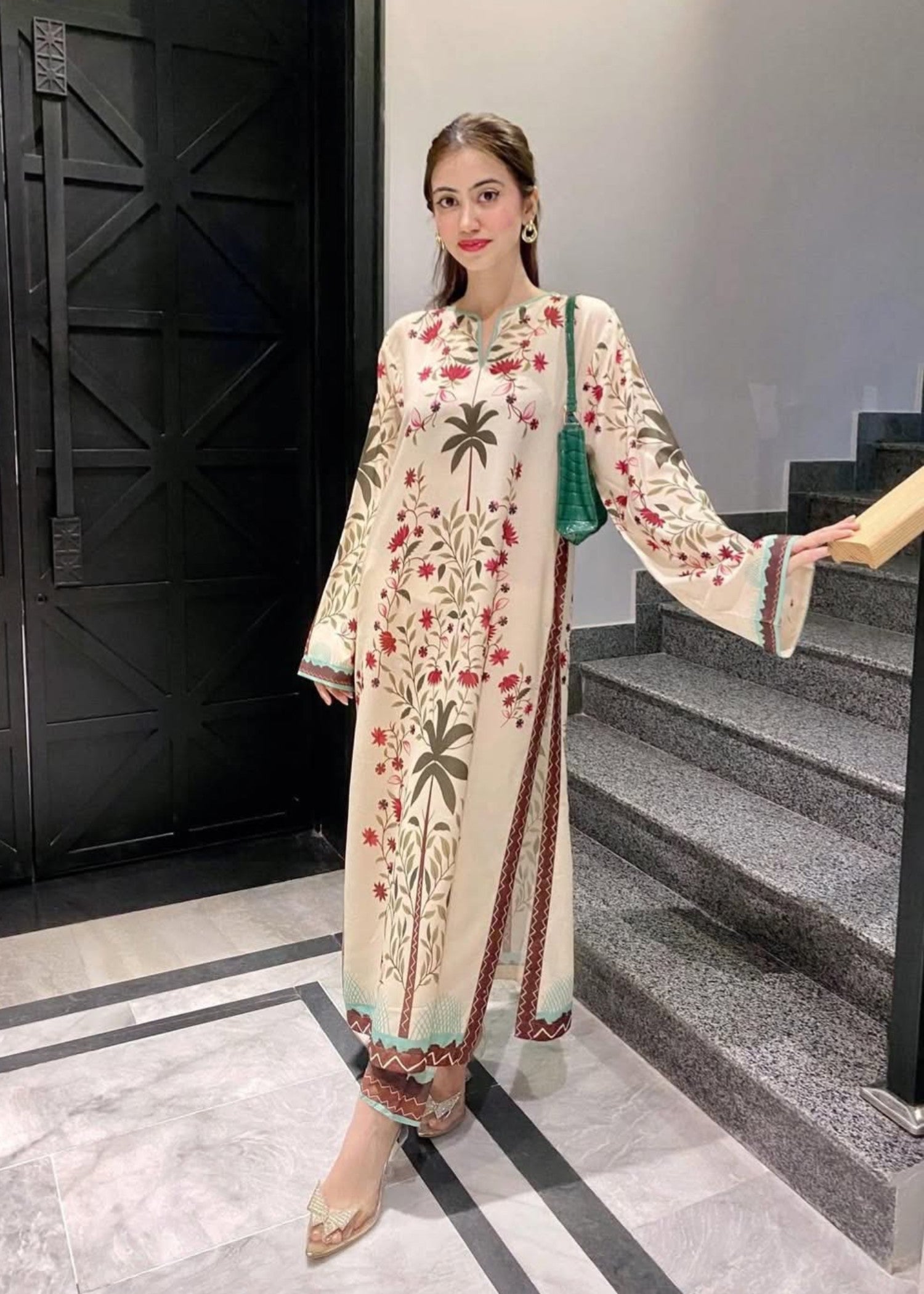 poly lawn Co Ord Sets in Ivory