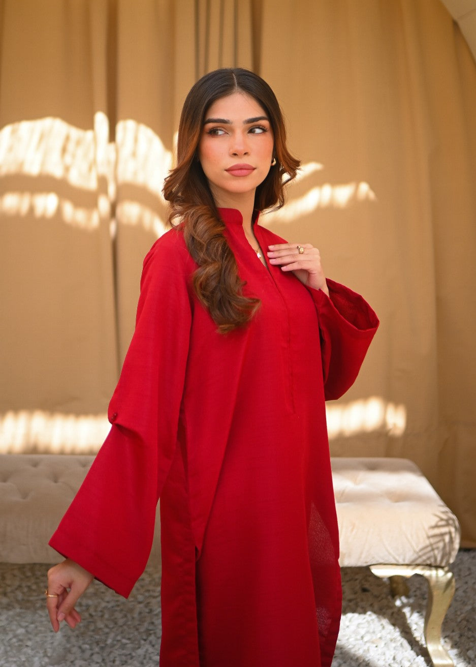 raw silk Co Ord Sets in Red