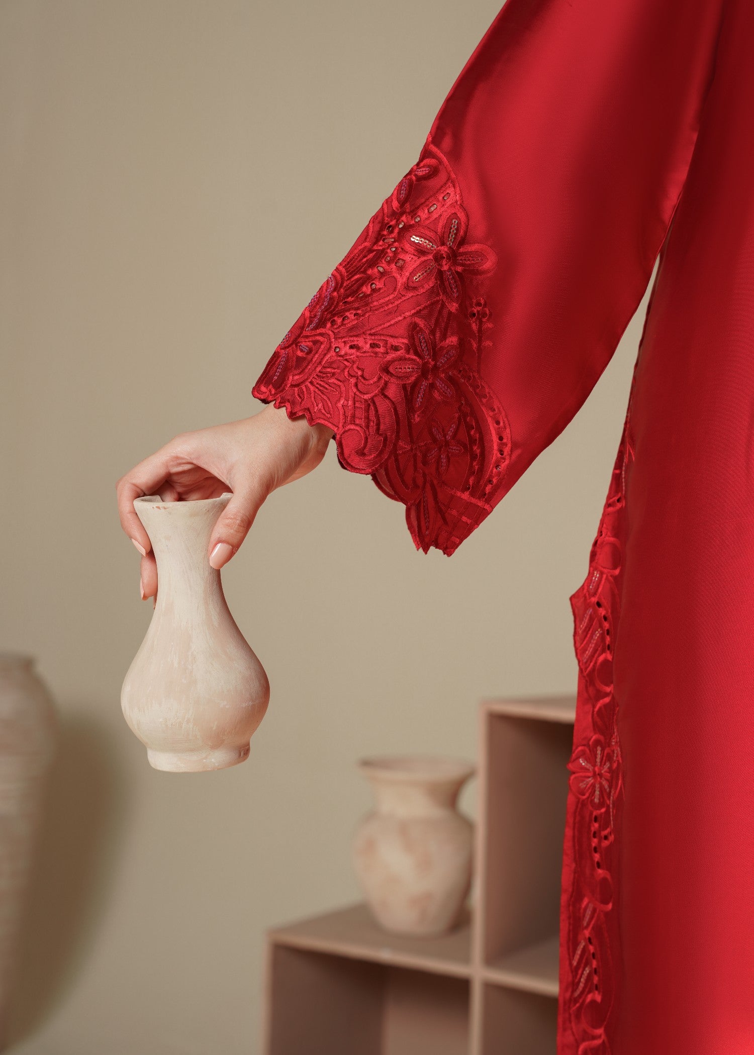 silk Kurta Set in Red