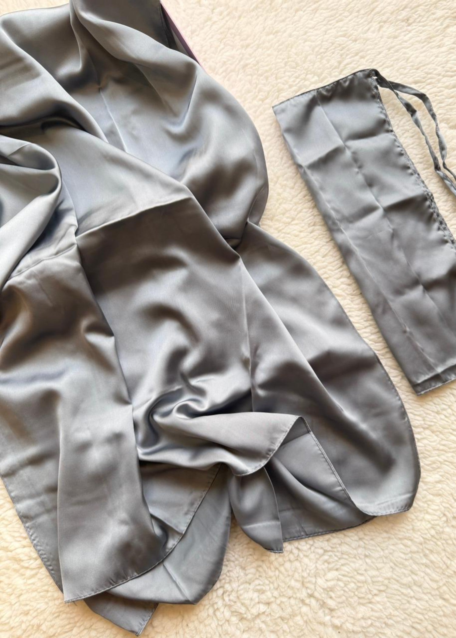 satin silk Veil in Slate grey