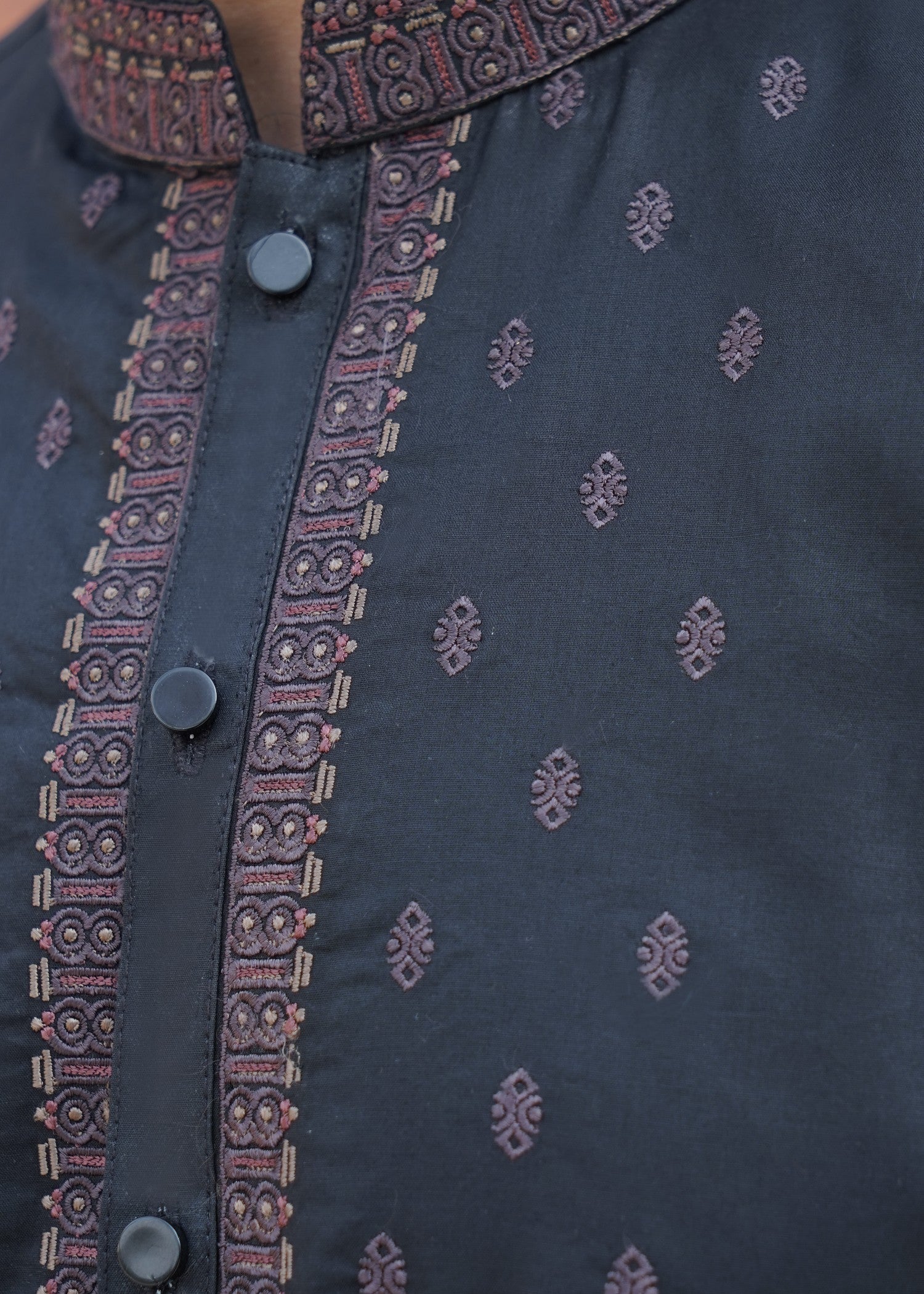 cotton viscose Unstitched in Jet black