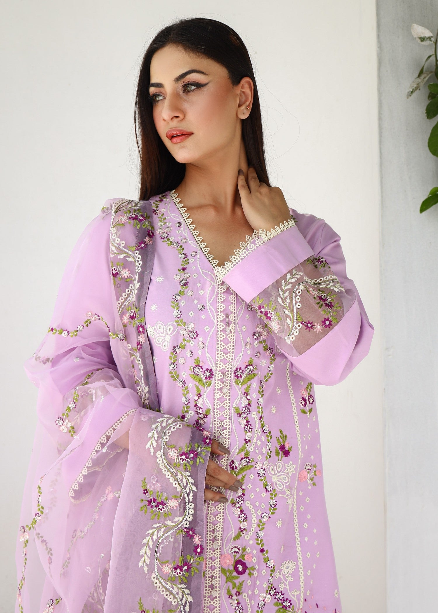 lawn Kurta Set in Lilac