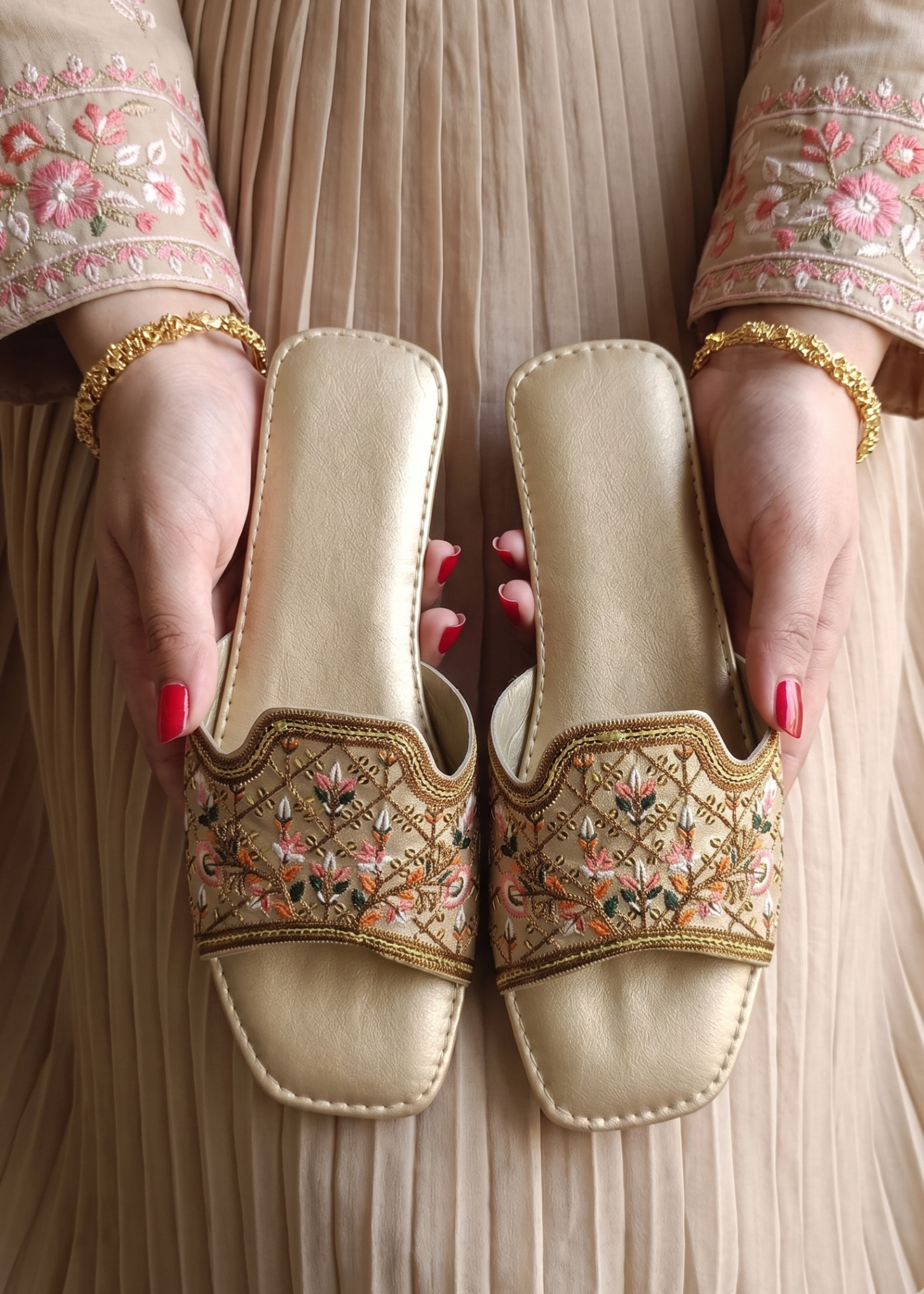 Flats in Gold by - High Quality Women Flats TZH5255
