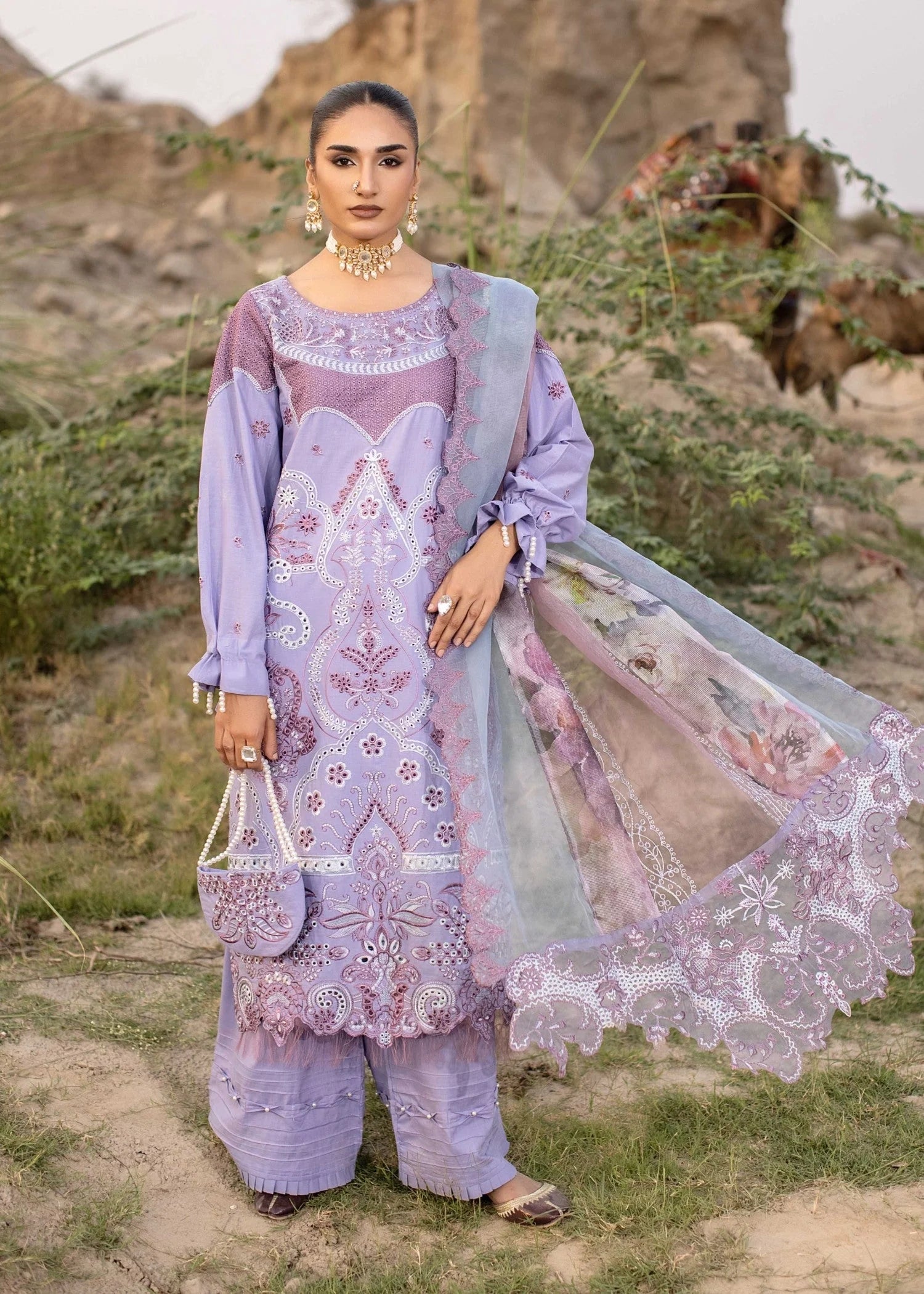 cotton Kurta Set in Lupine