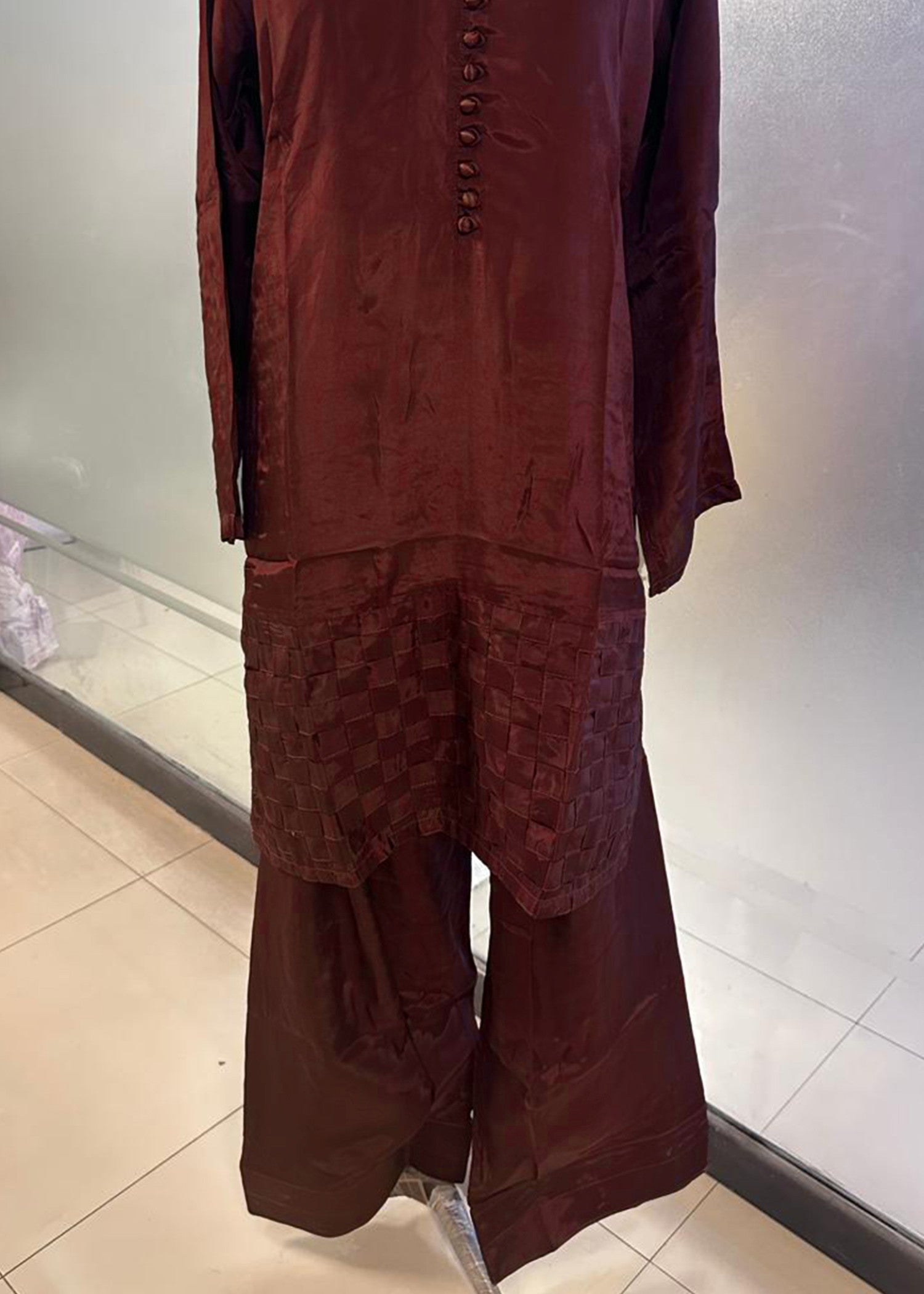 silk Kurta Set in Brunette brown