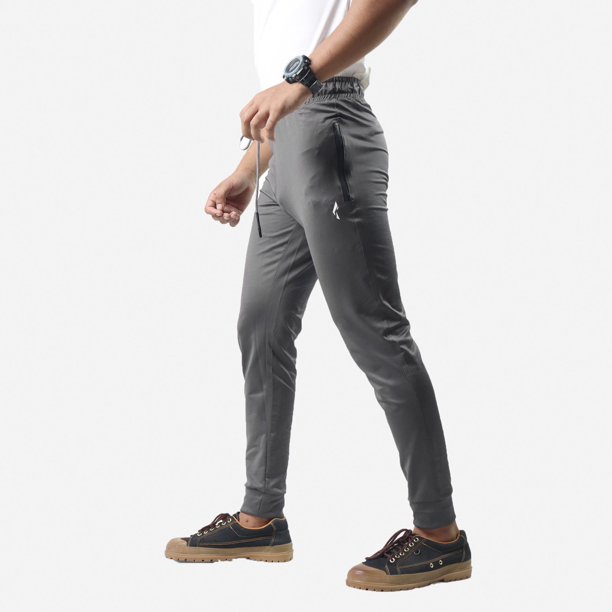 polyester Trousers in Dark grey