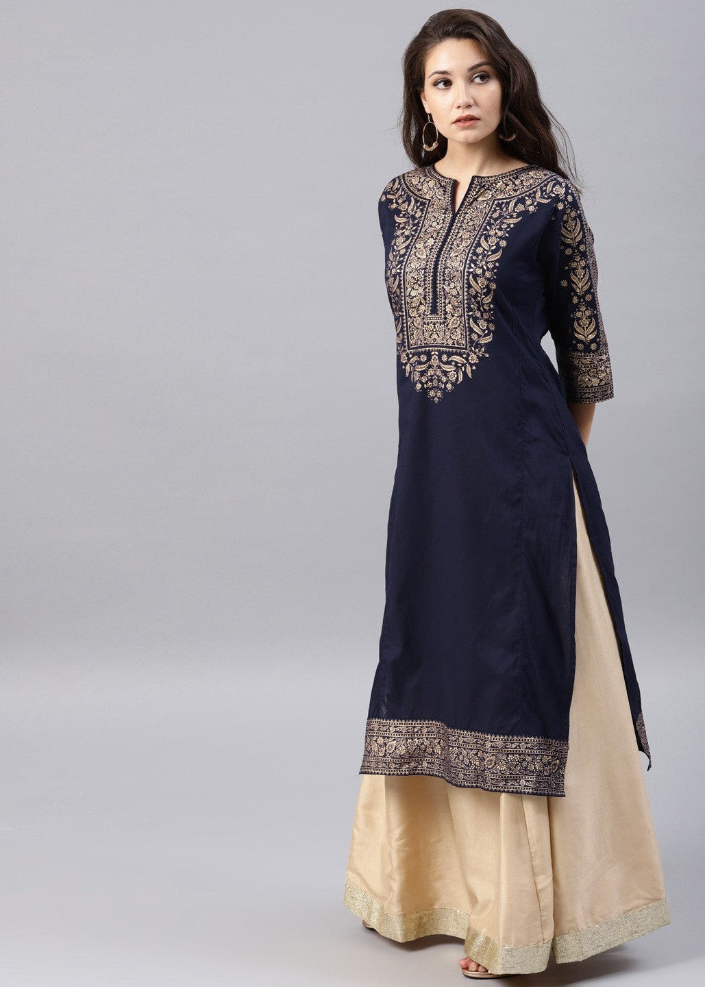 linen Kurti in Blue