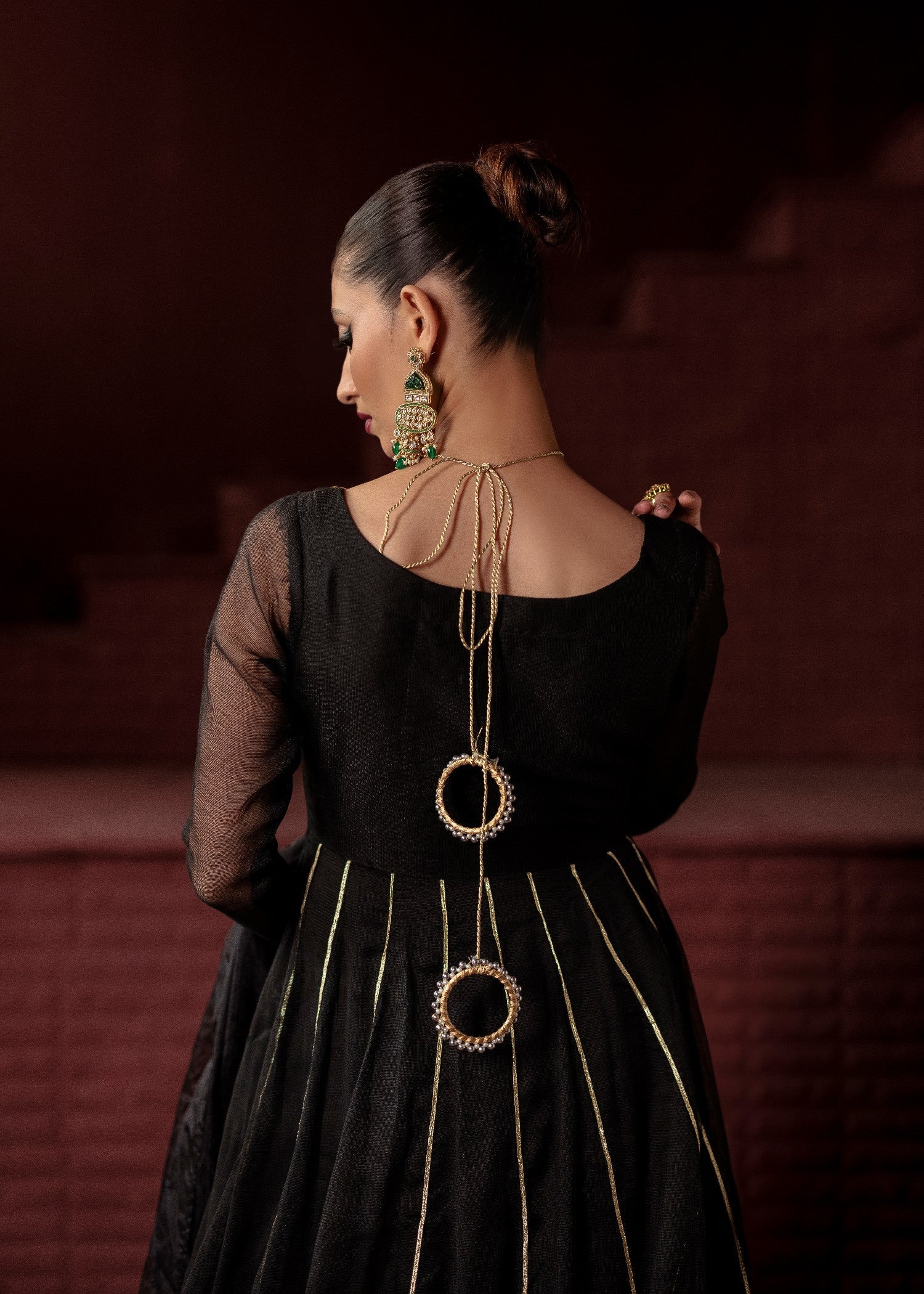 cotton net Anarkali in Black
