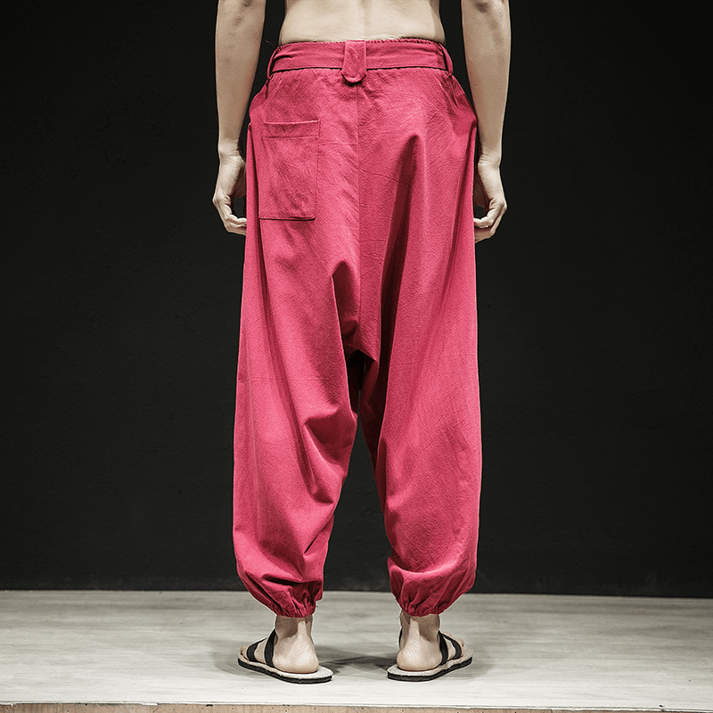 Spring and Summer New Chinese Style Pants Men'S Elastic Band Width
