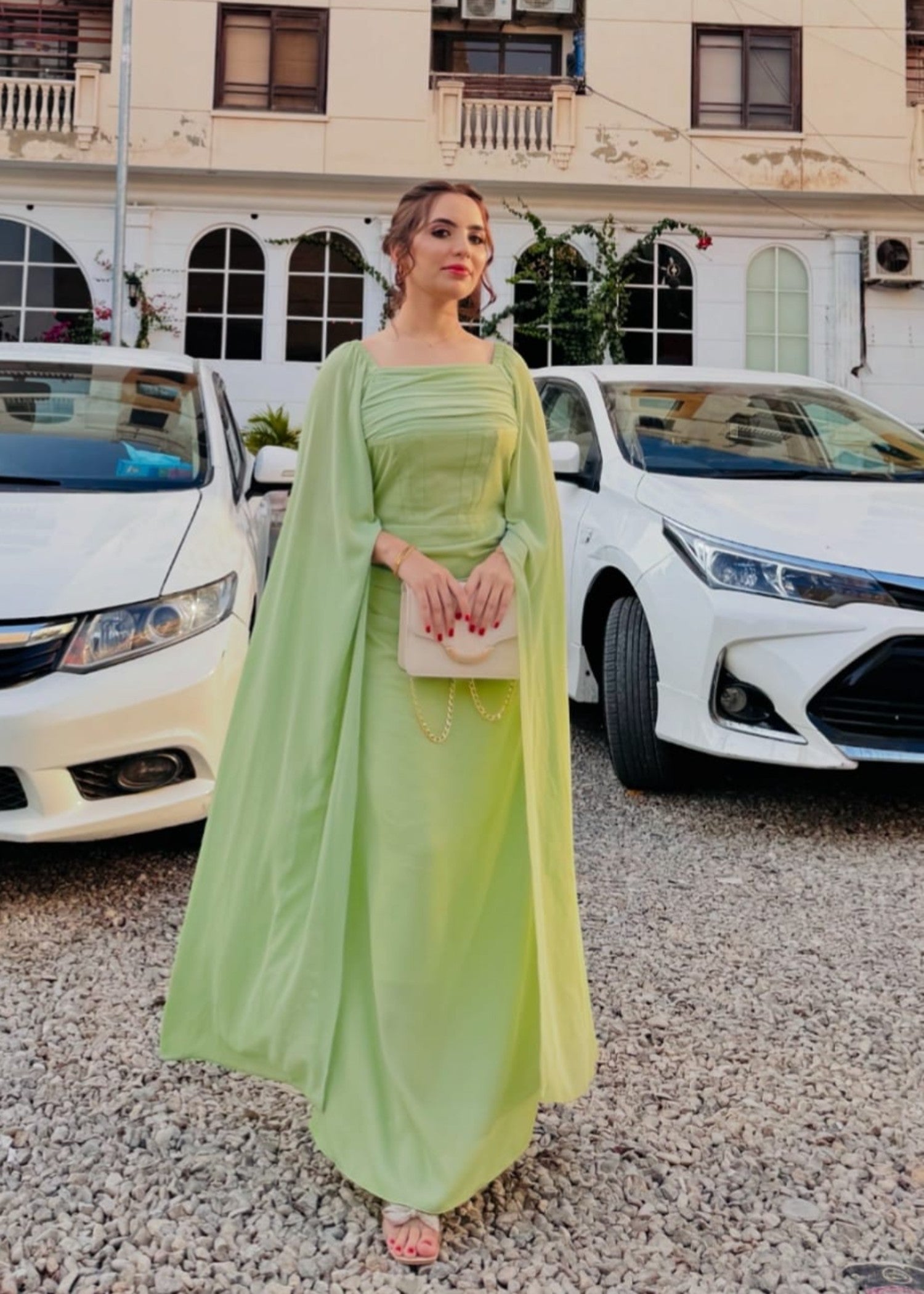 georgette chiffon Dress in Mint green
