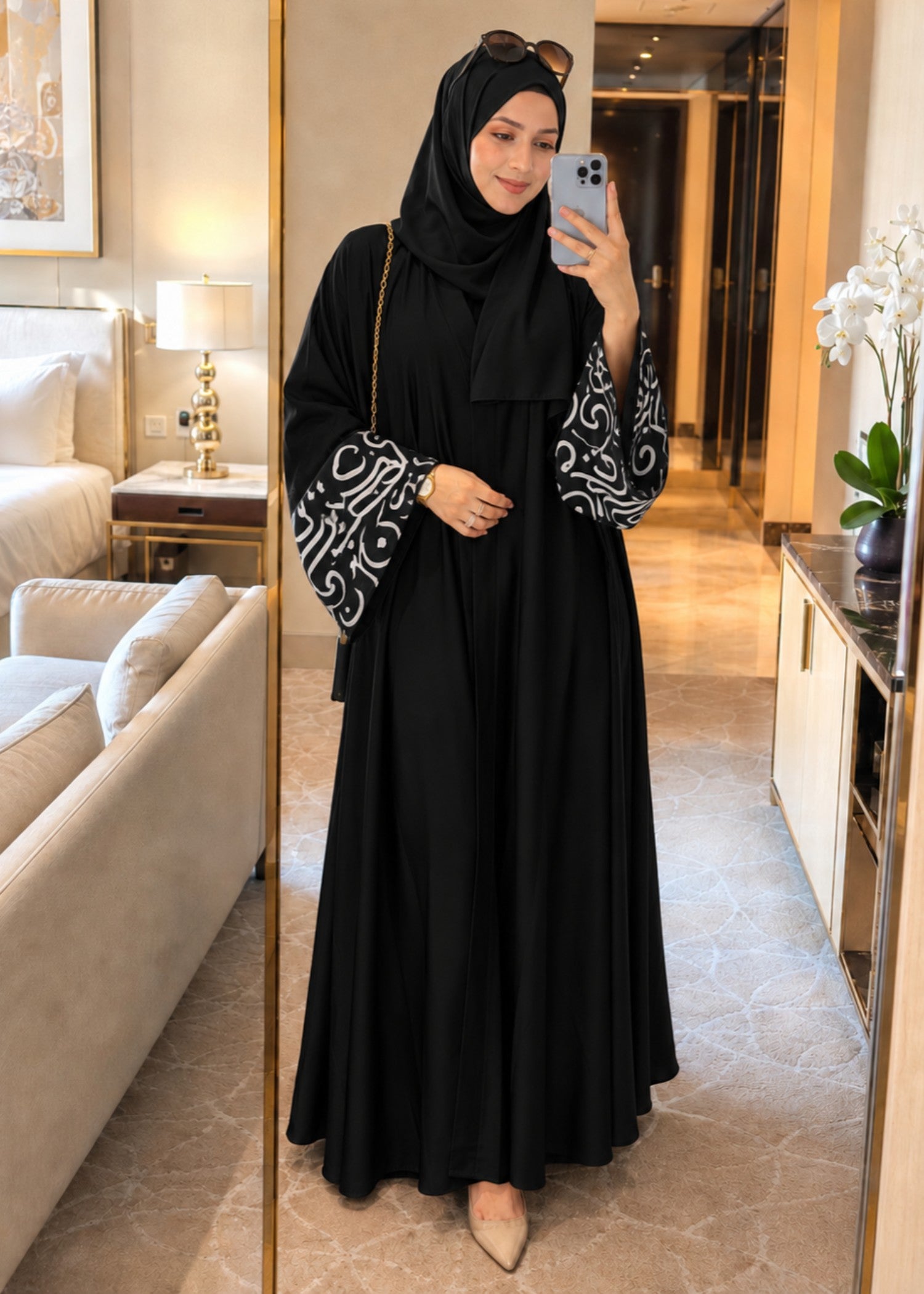 georgette Abaya in Jet black