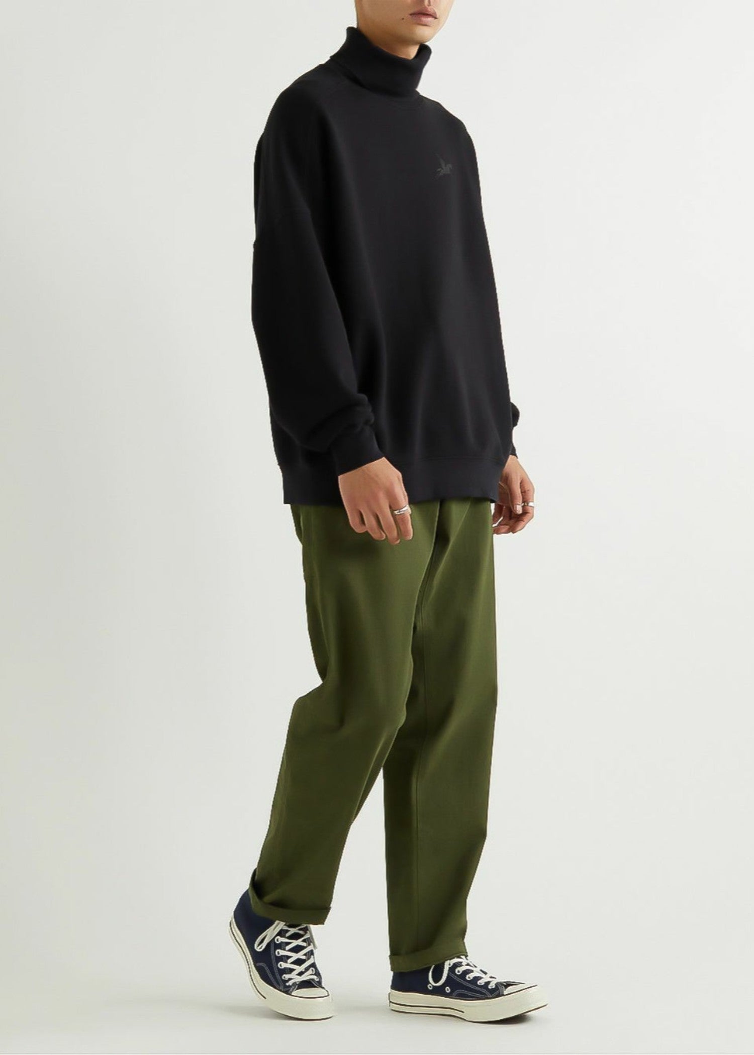 fleece Turtle Neck in Black