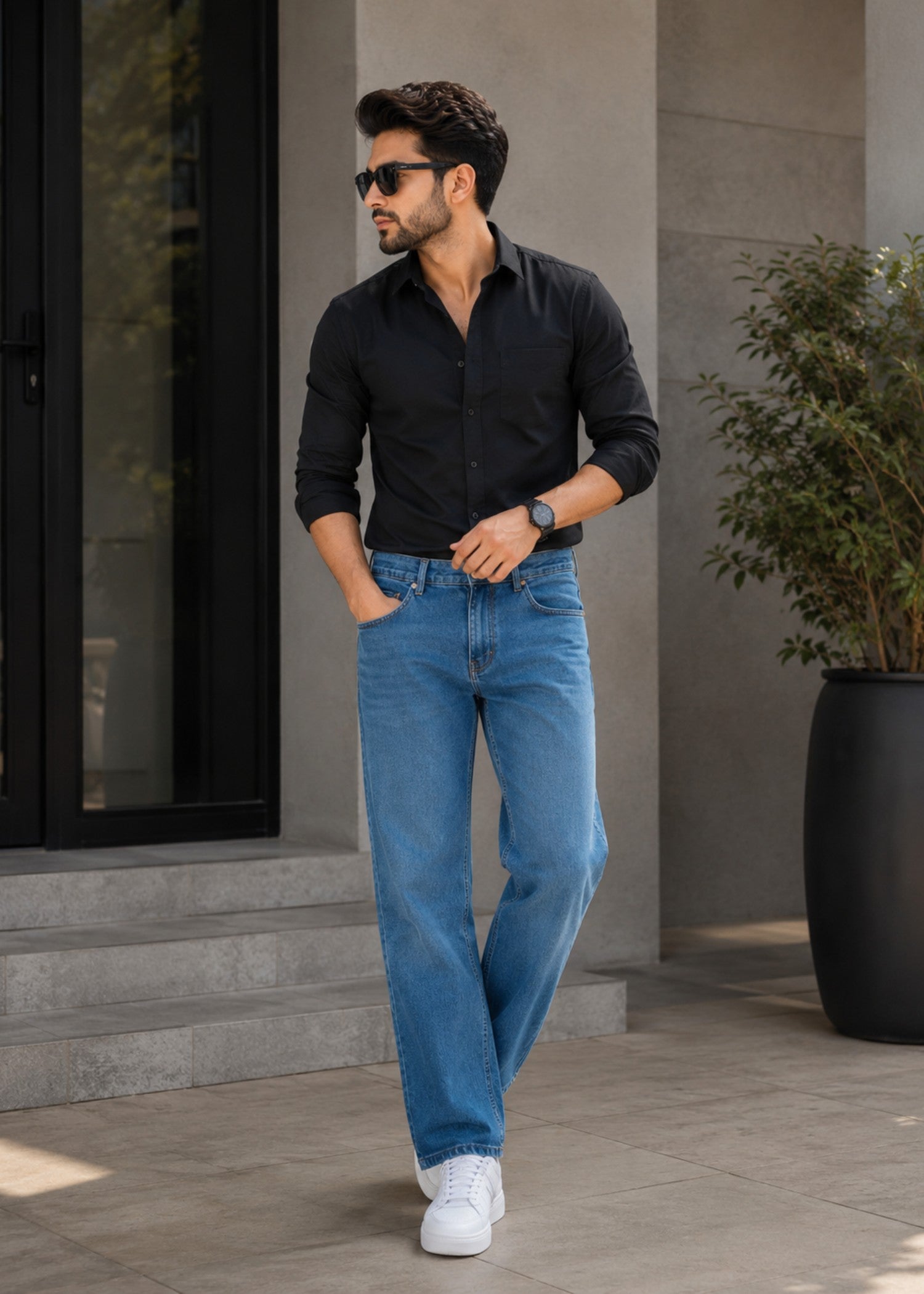 cotton Jeans in Sapphire blue