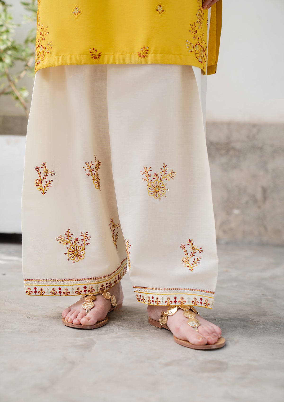 cotton Kurta Set in Yellow