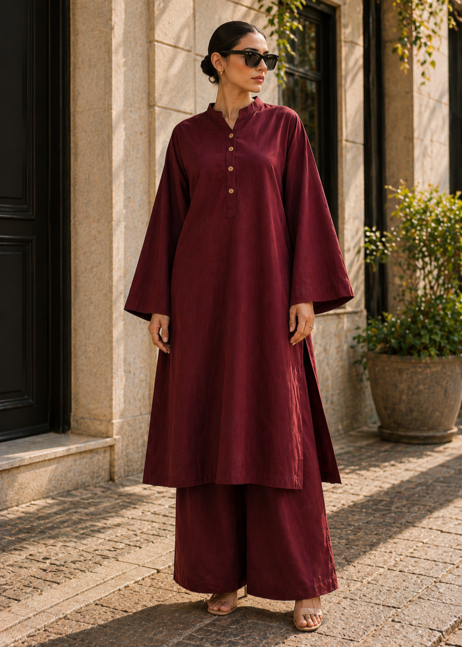 cotton Co Ord Sets in Cherry red