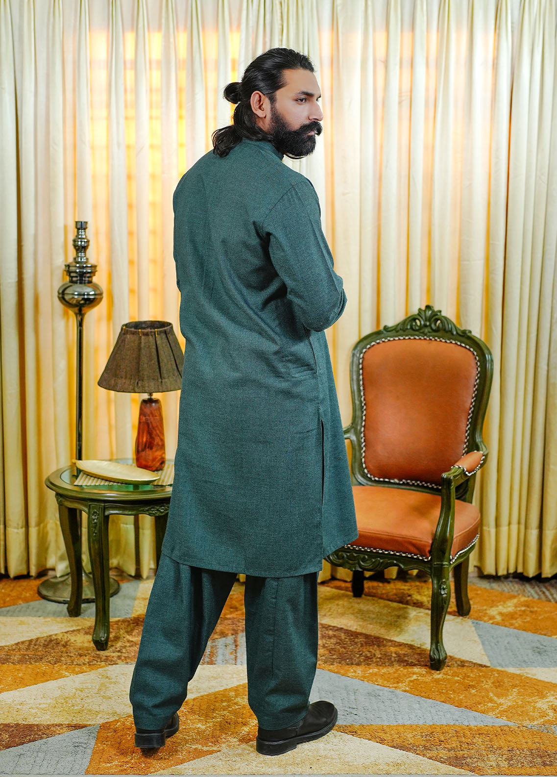 acrylic wool Shalwar Kameez in Sea green