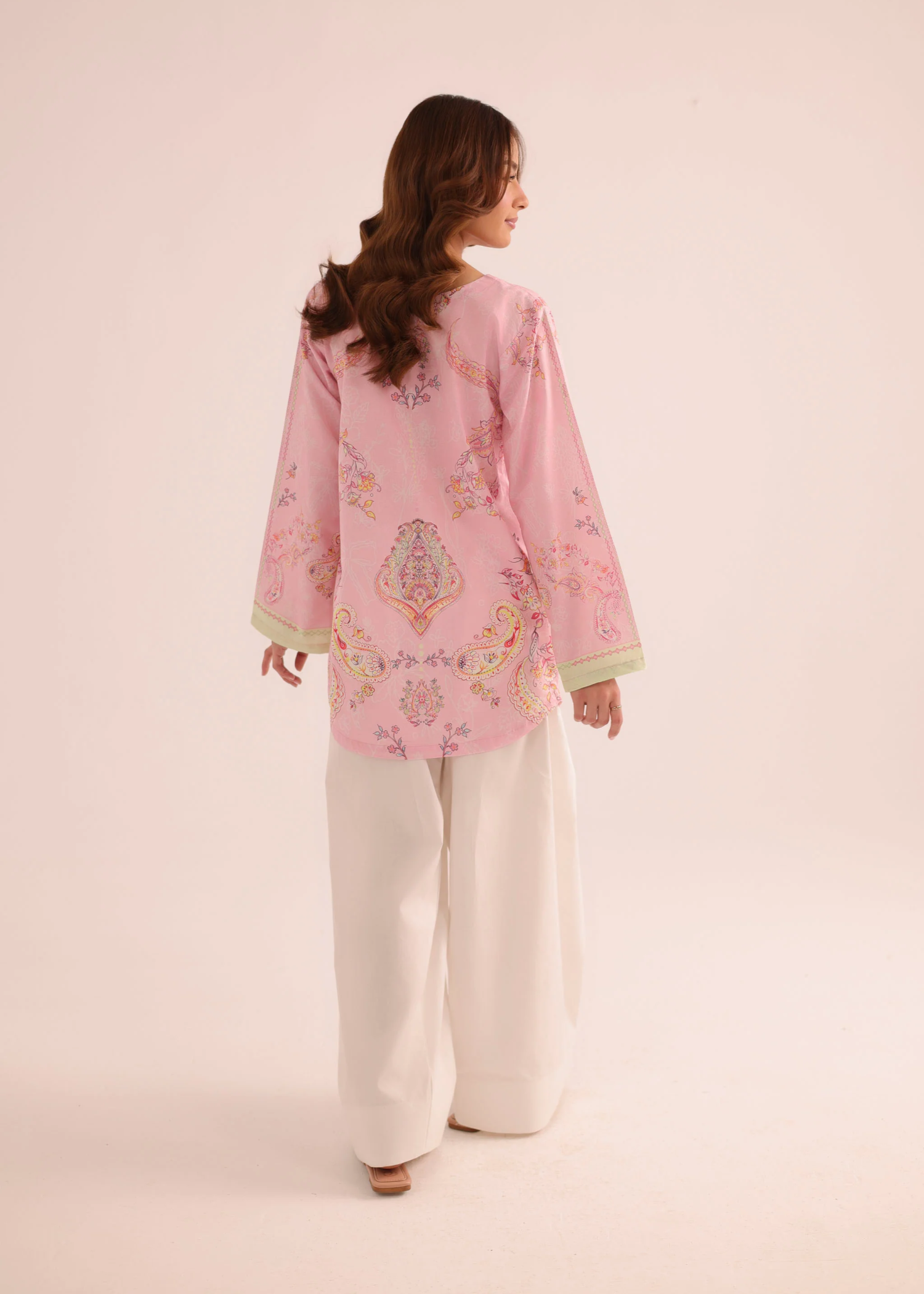 poly lawn Kurti in Pink